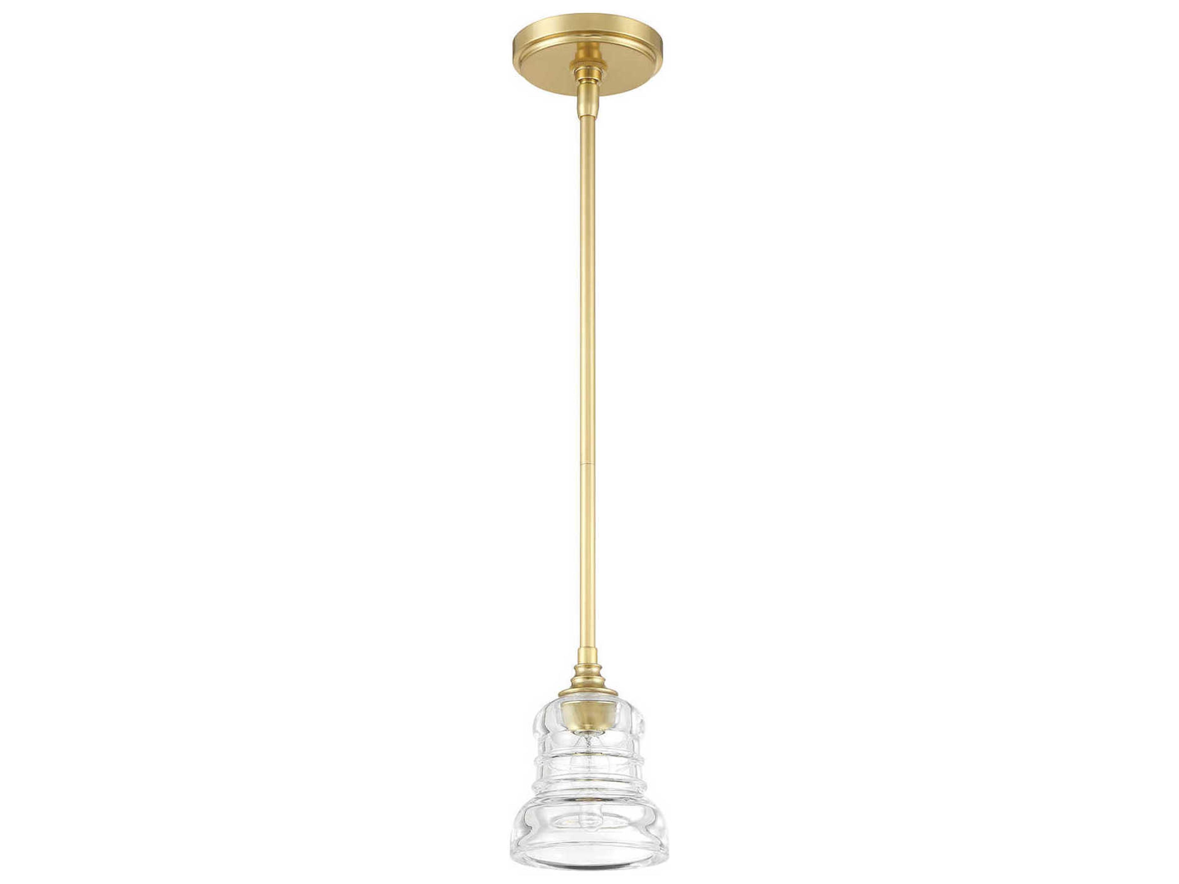 Crystorama Gregory 1-Light Aged Brass Gold Bell Mini Pendant