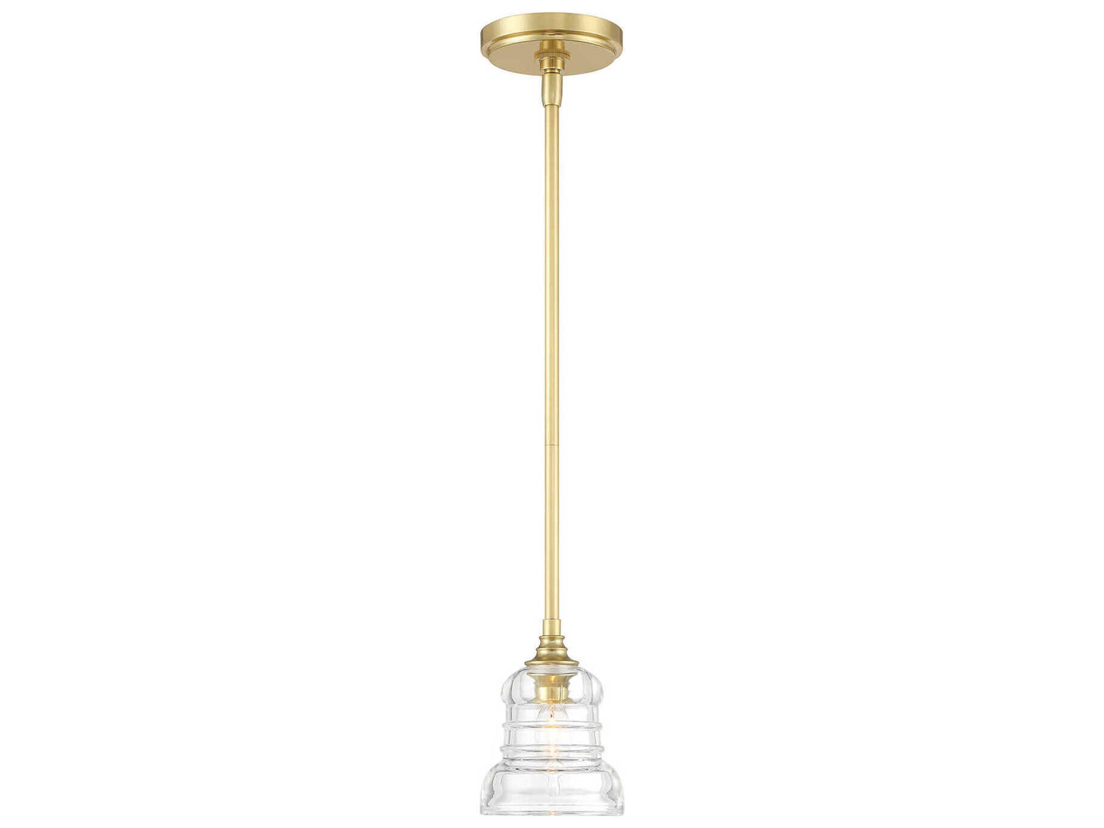 Crystorama Gregory 1-Light Aged Brass Gold Bell Mini Pendant
