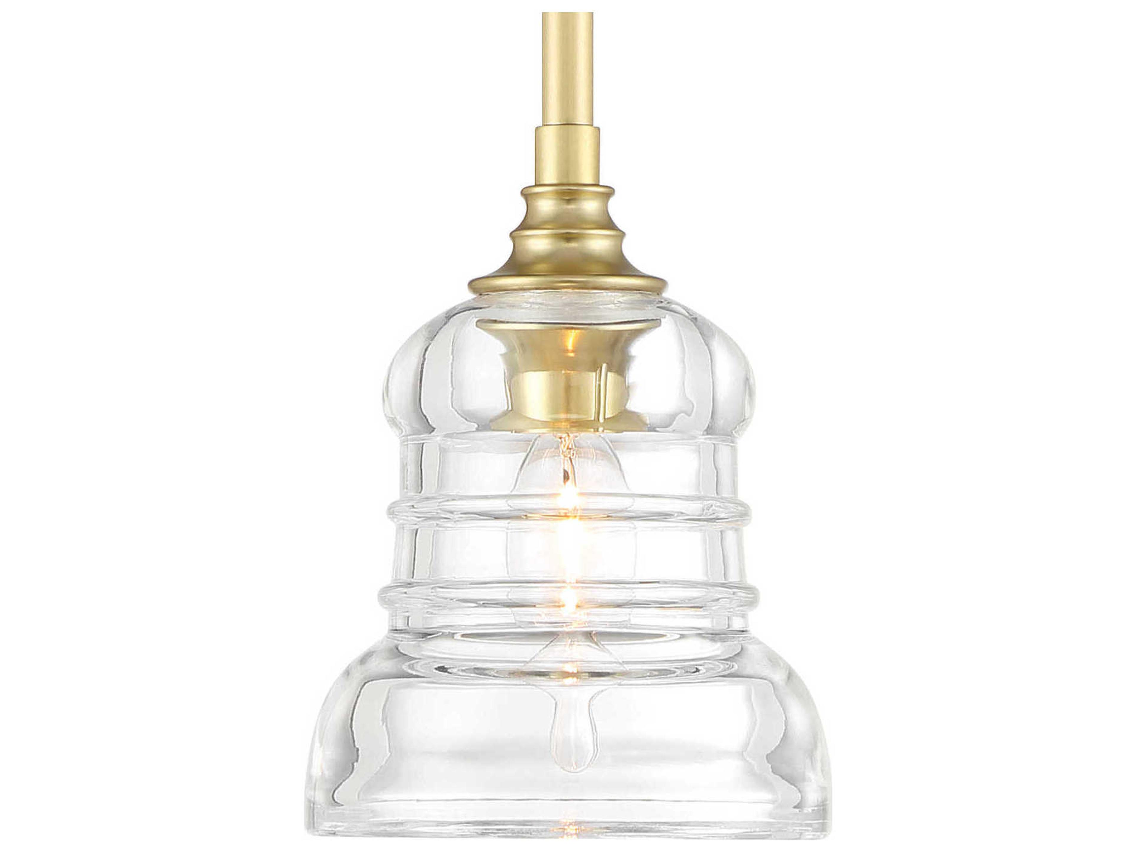 Crystorama Gregory 1-Light Aged Brass Gold Bell Mini Pendant