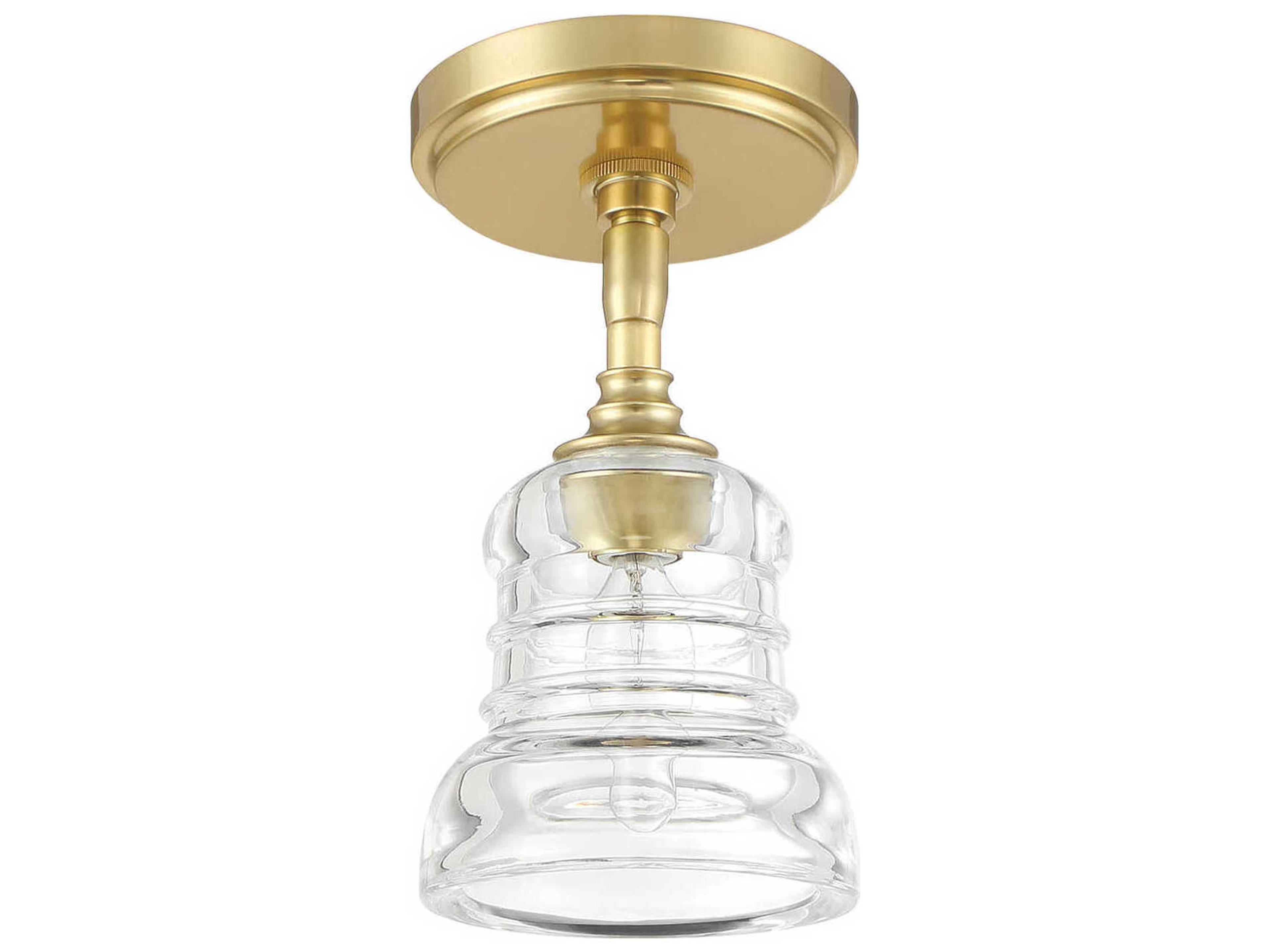 Crystorama Gregory 1-Light Aged Brass Gold Bell Semi Flush Mount