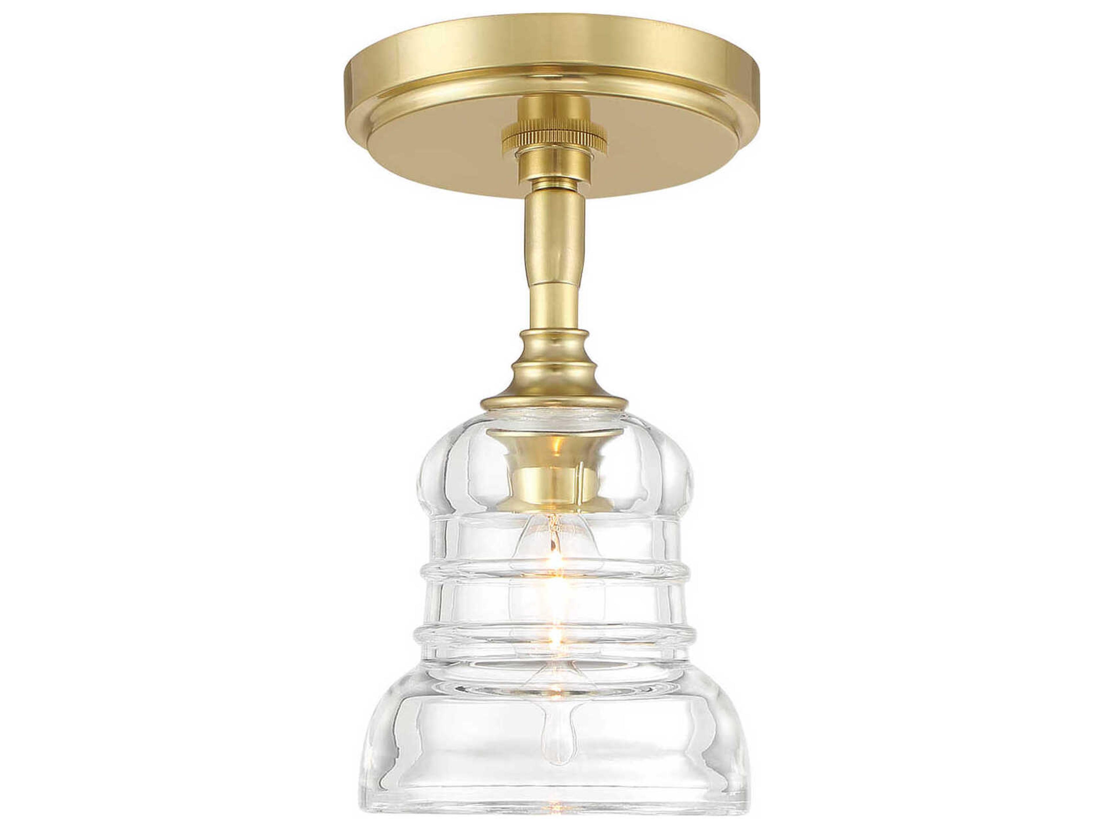 Crystorama Gregory 1-Light Aged Brass Gold Bell Semi Flush Mount