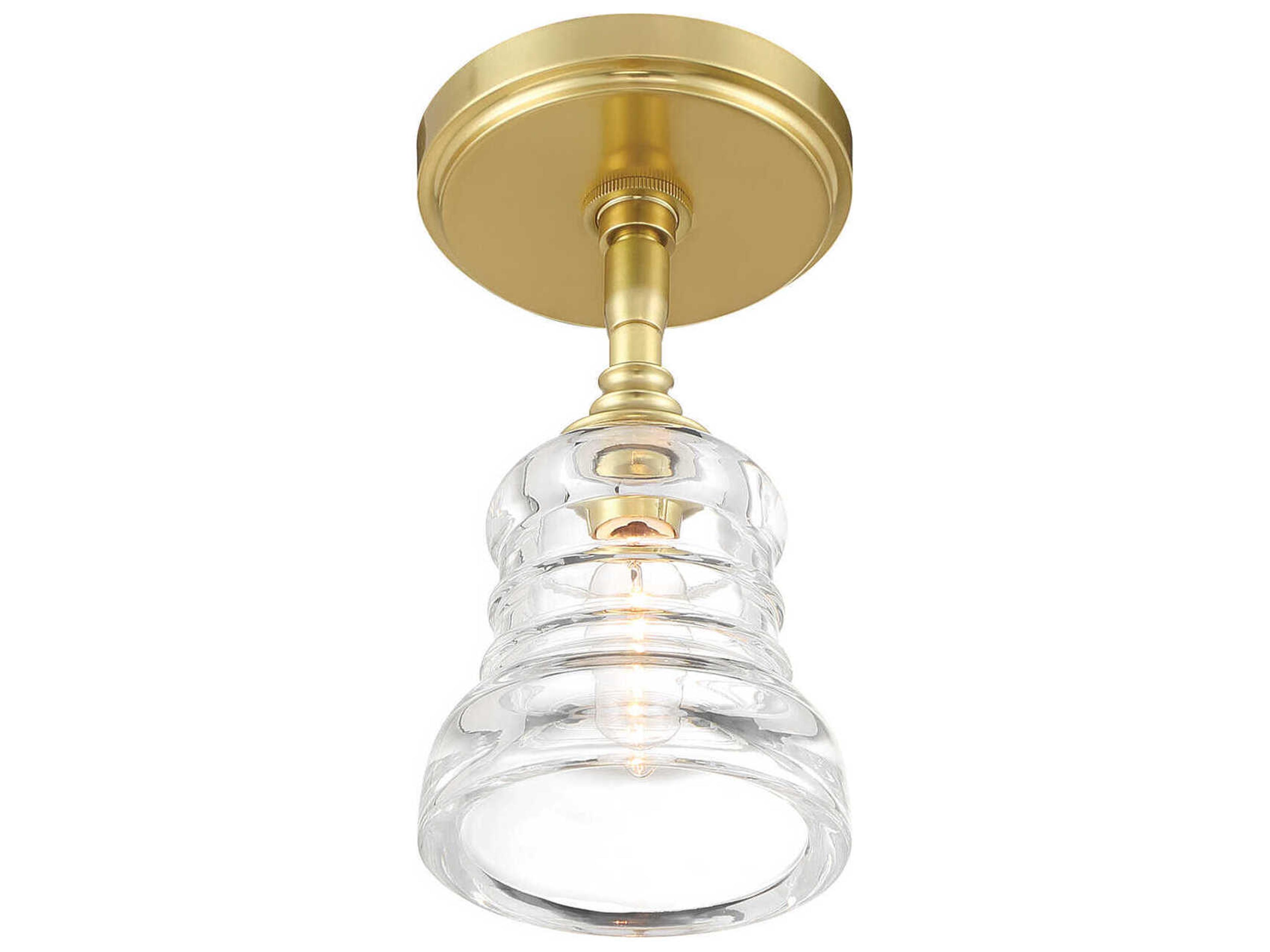 Crystorama Gregory 1-Light Aged Brass Gold Bell Semi Flush Mount