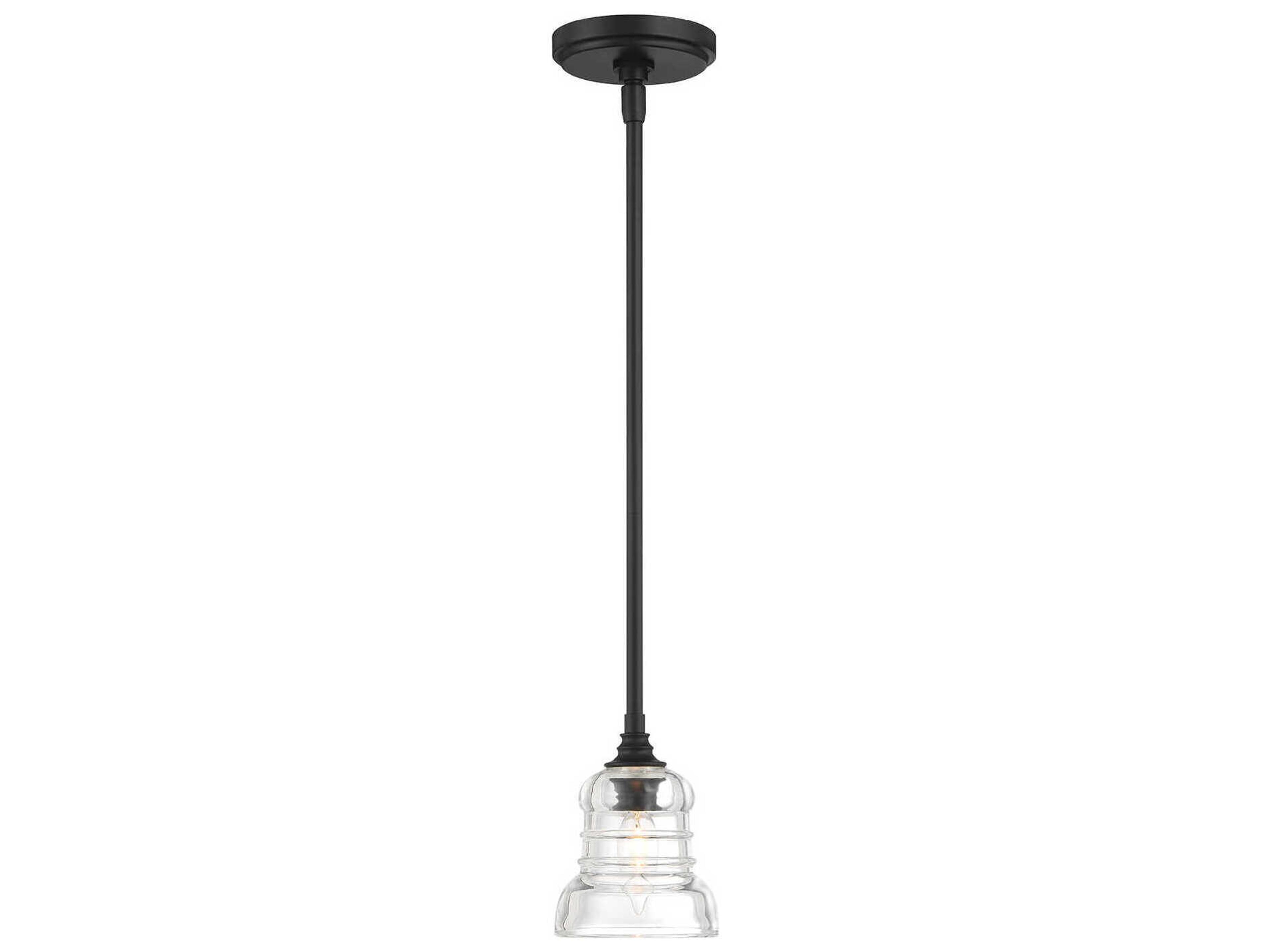 Crystorama Gregory 1-Light Matte Black Bell Mini Pendant
