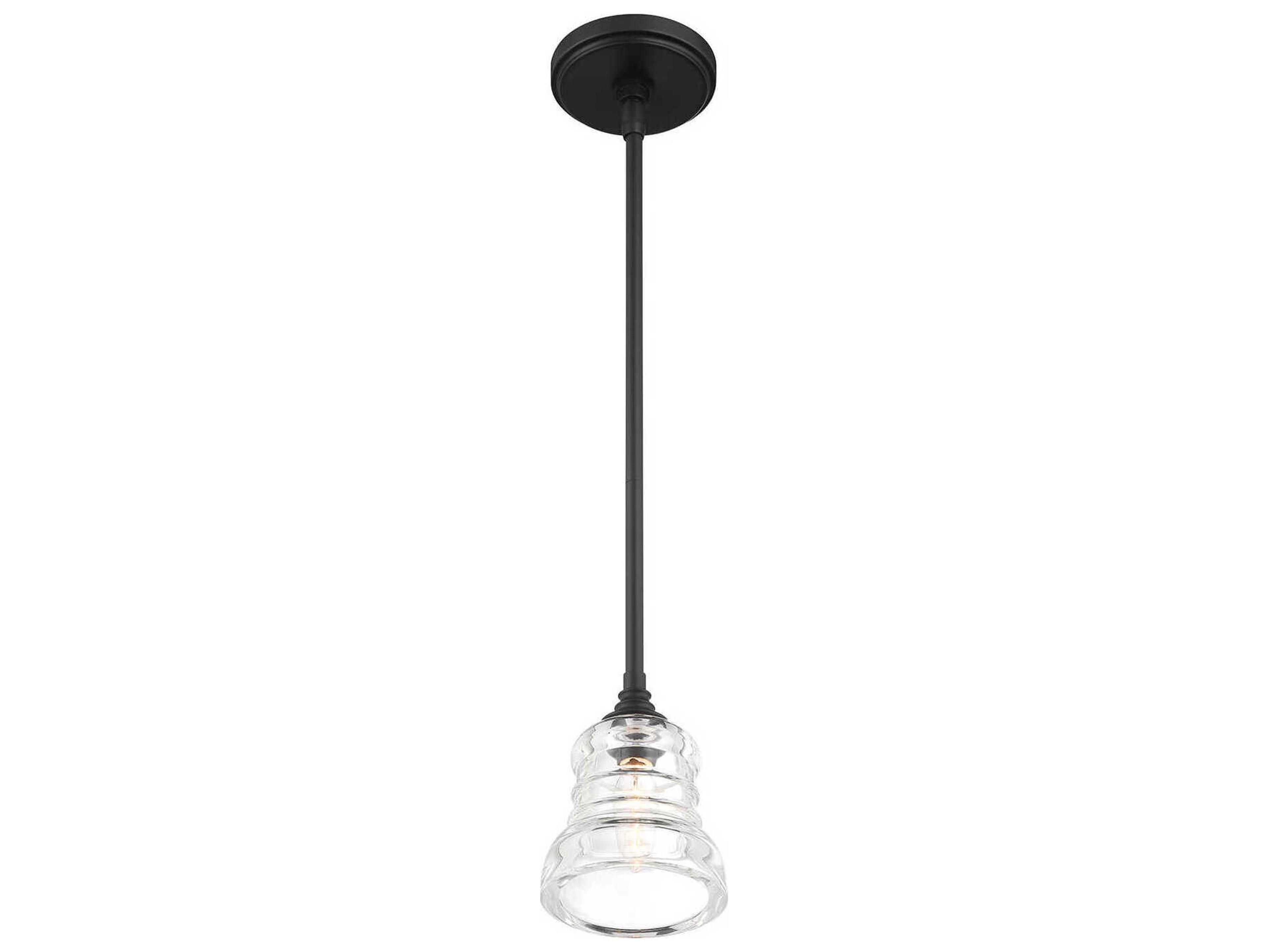Crystorama Gregory 1-Light Matte Black Bell Mini Pendant