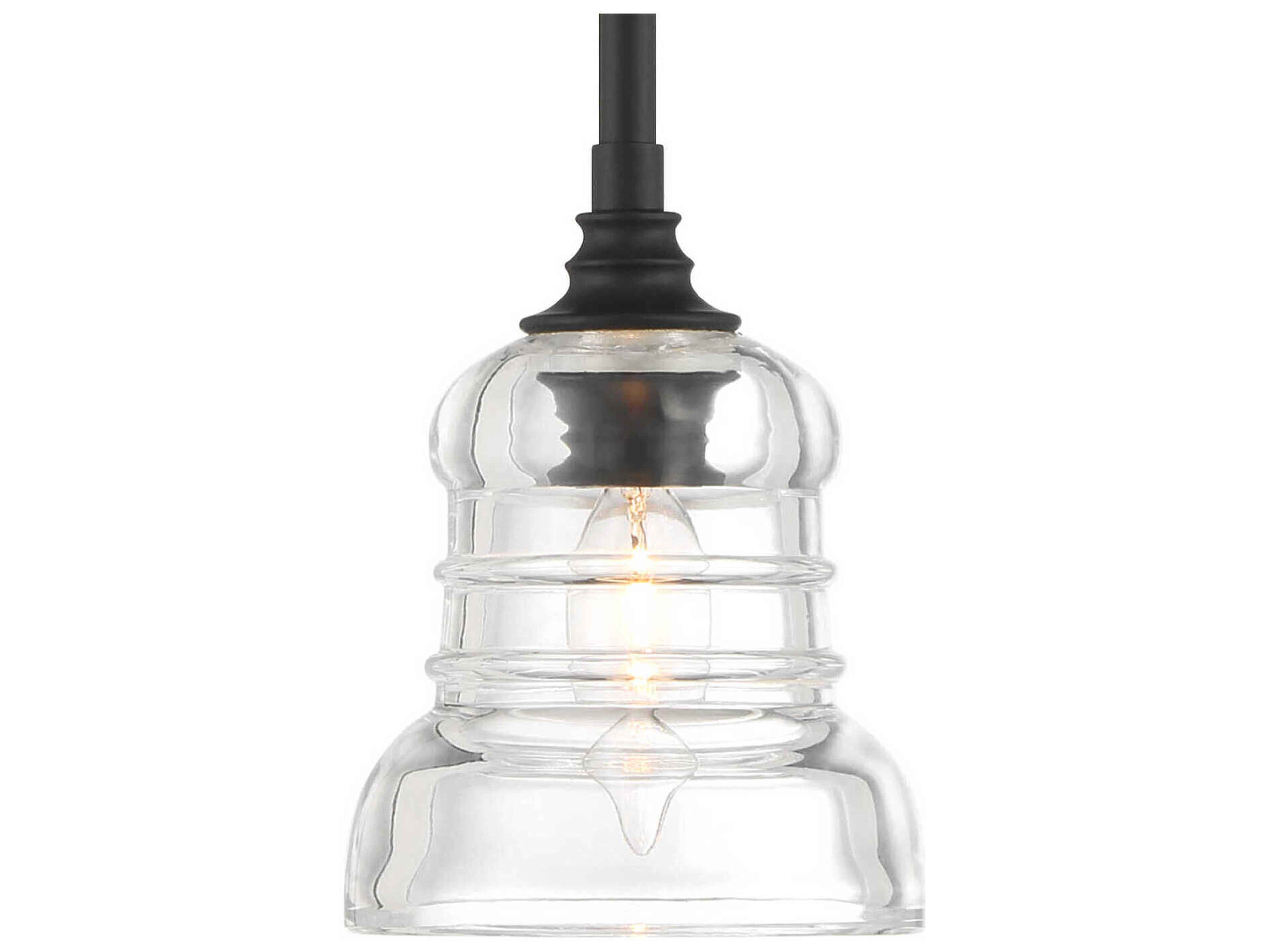 Crystorama Gregory 1-Light Matte Black Bell Mini Pendant