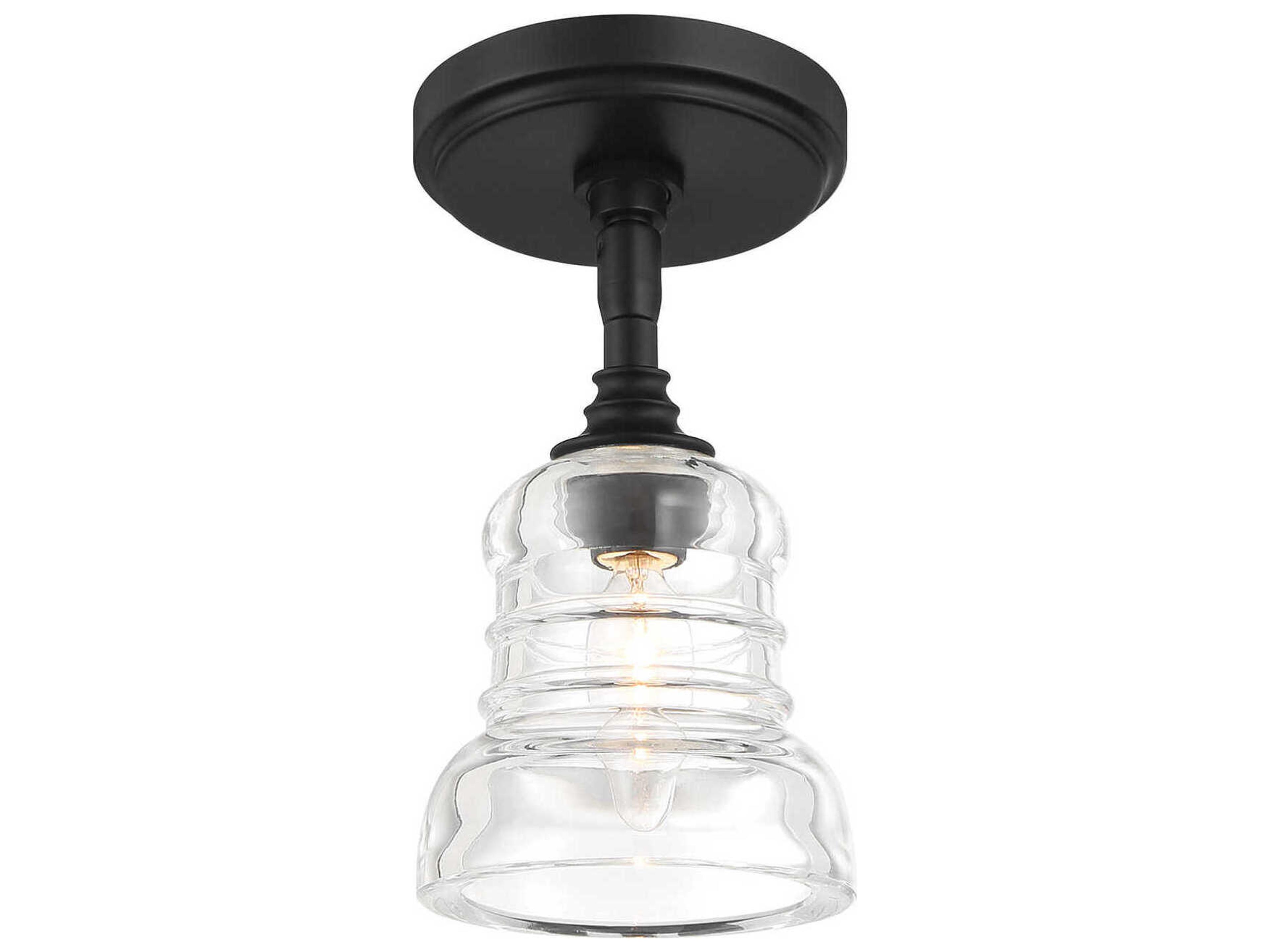 Gregory 1-Light Matte Black Bell Semi Flush Mount