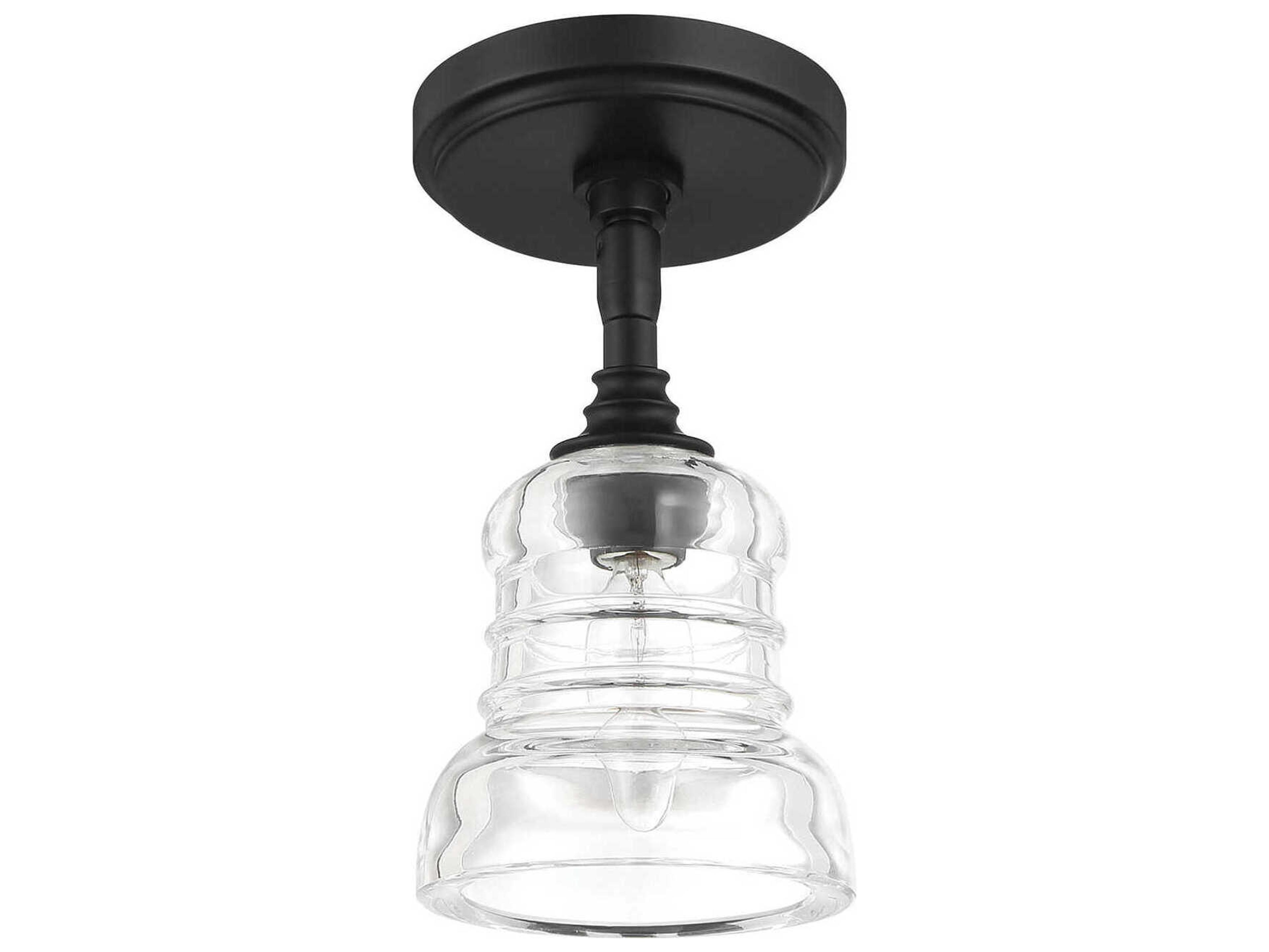 Crystorama Gregory 1-Light Matte Black Bell Semi Flush Mount