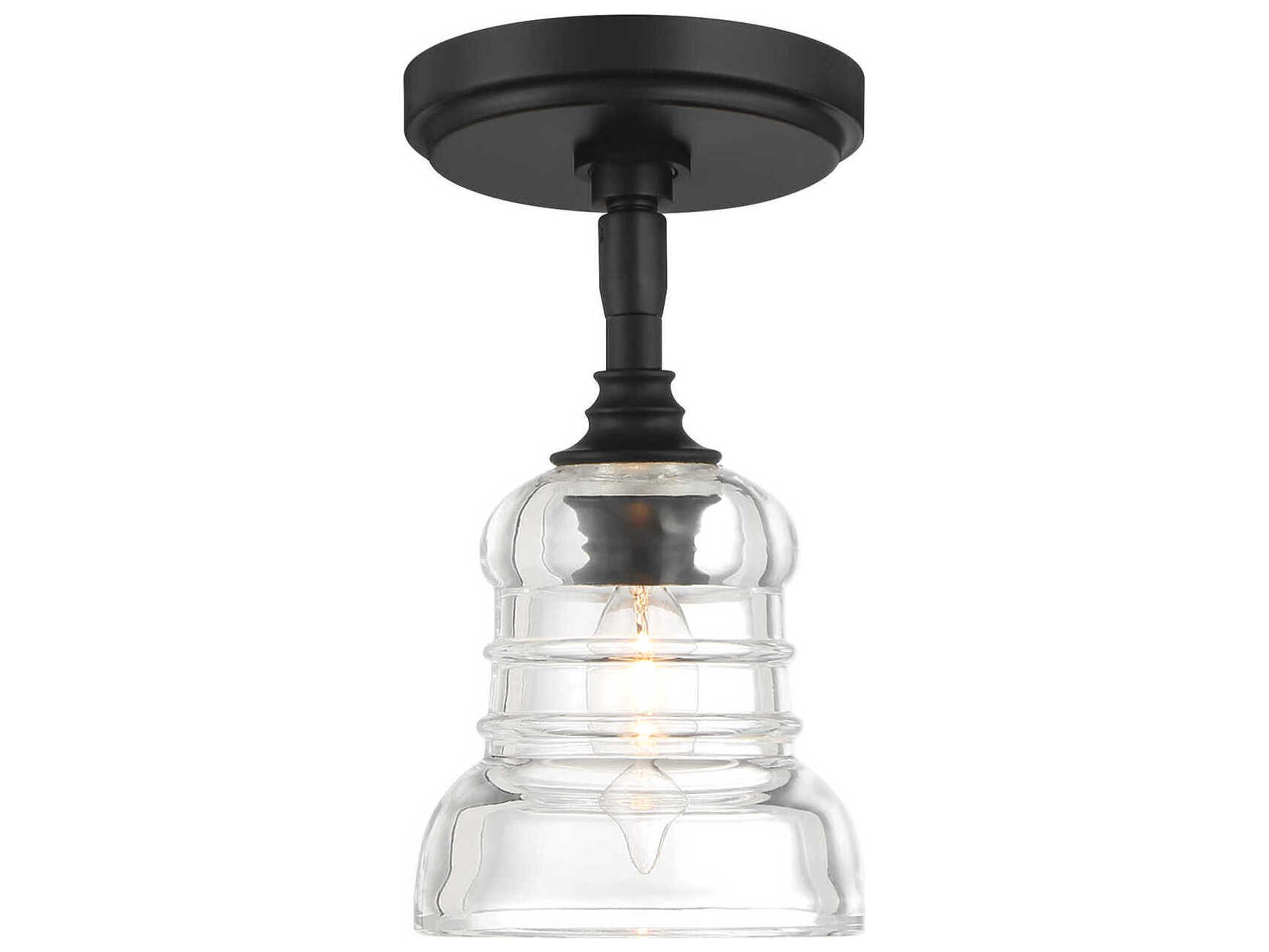 Crystorama Gregory 1-Light Matte Black Bell Semi Flush Mount