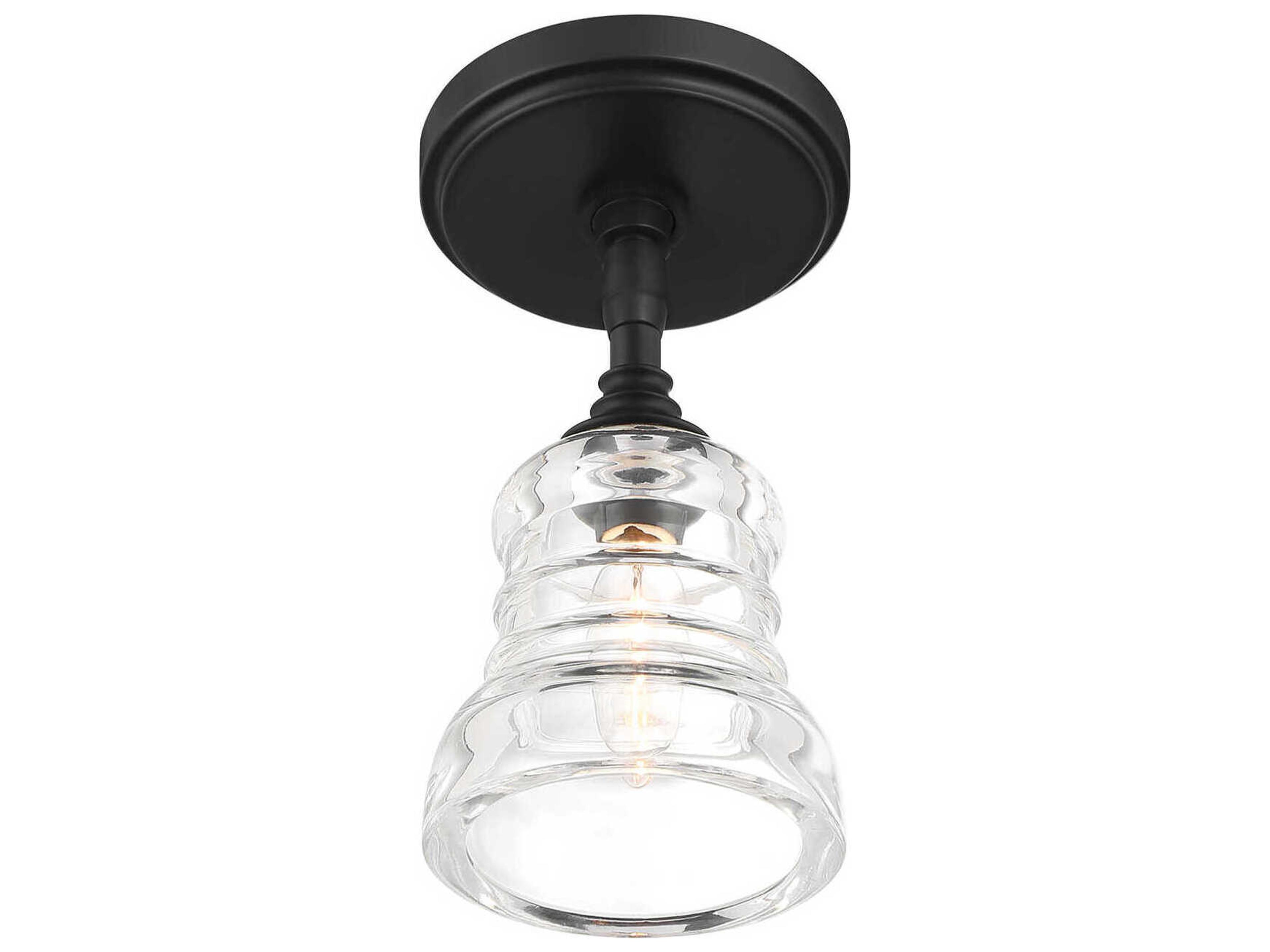 Crystorama Gregory 1-Light Matte Black Bell Semi Flush Mount