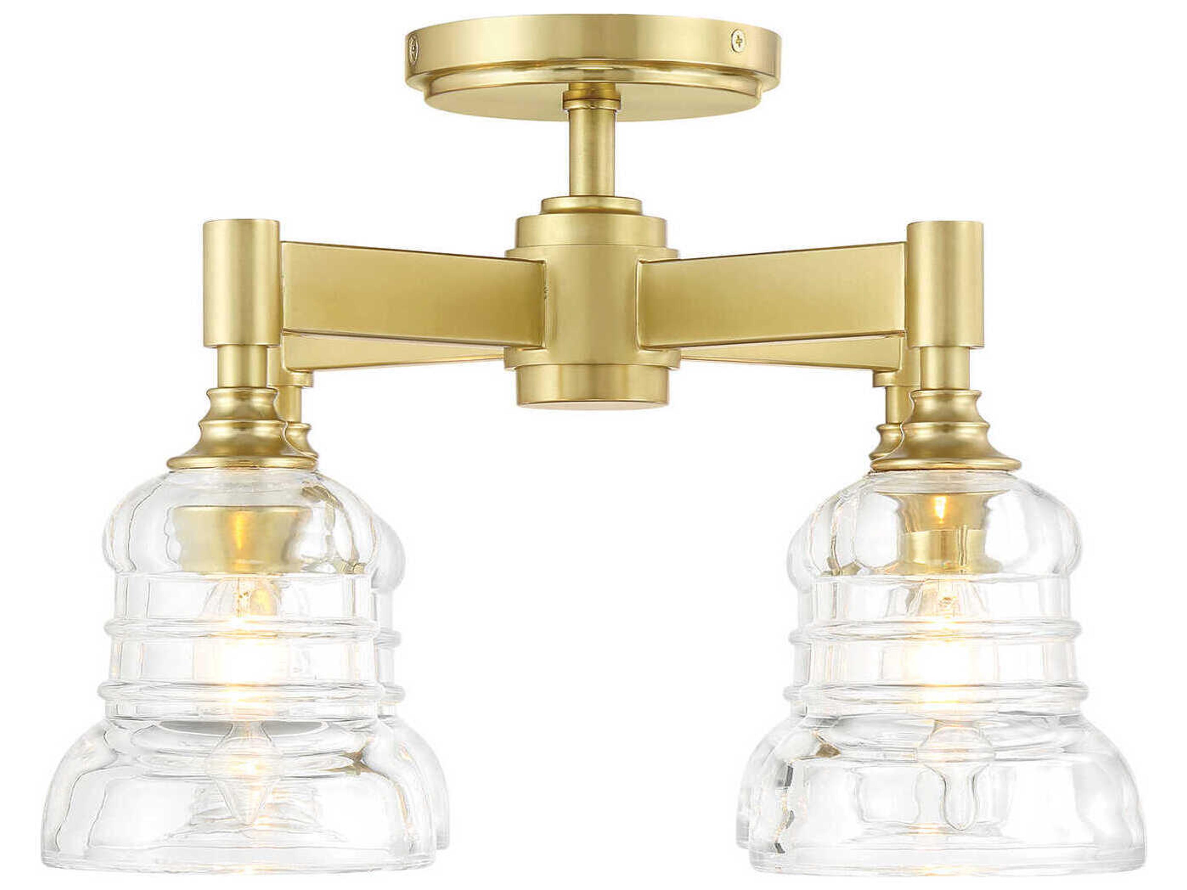 Crystorama Gregory 4-Light Aged Brass Gold Bell Semi Flush Mount