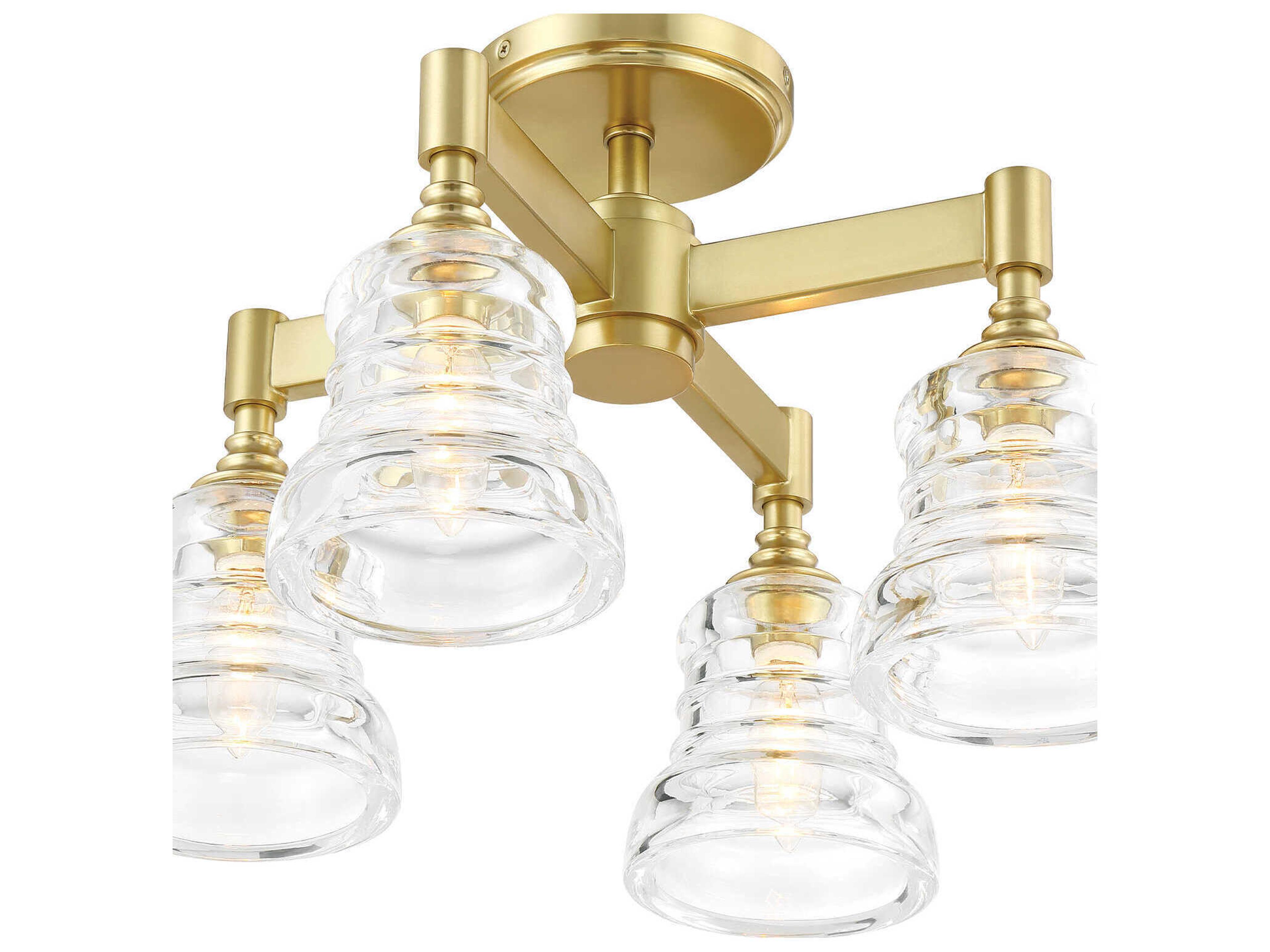 Crystorama Gregory 4-Light Aged Brass Gold Bell Semi Flush Mount