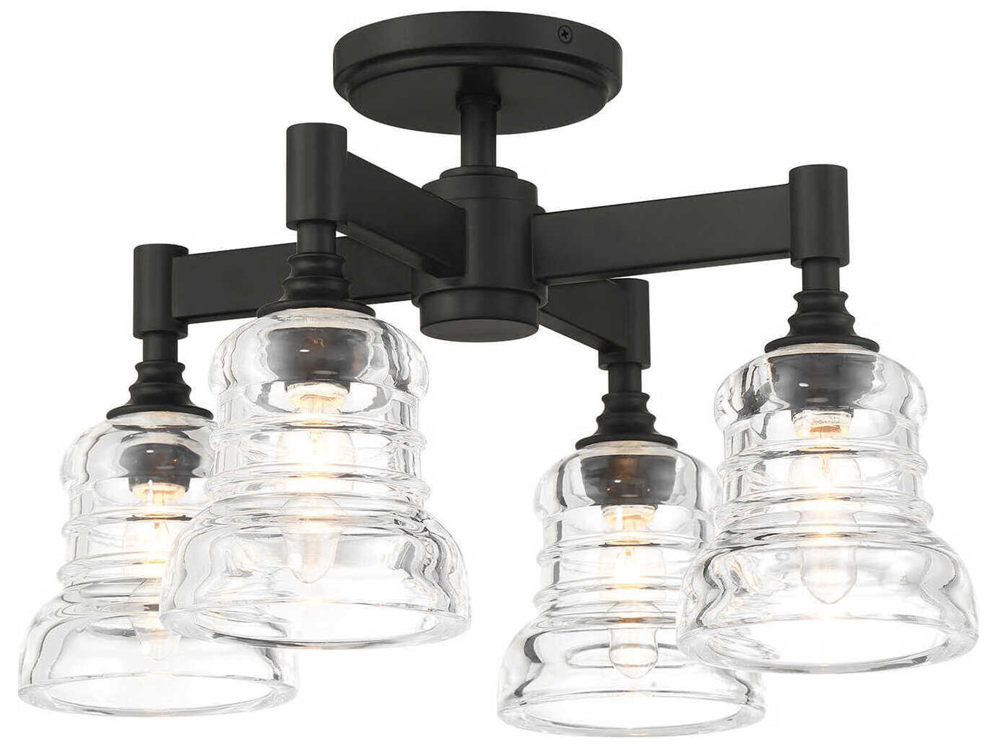 Gregory 4-Light Matte Black Bell Semi Flush Mount