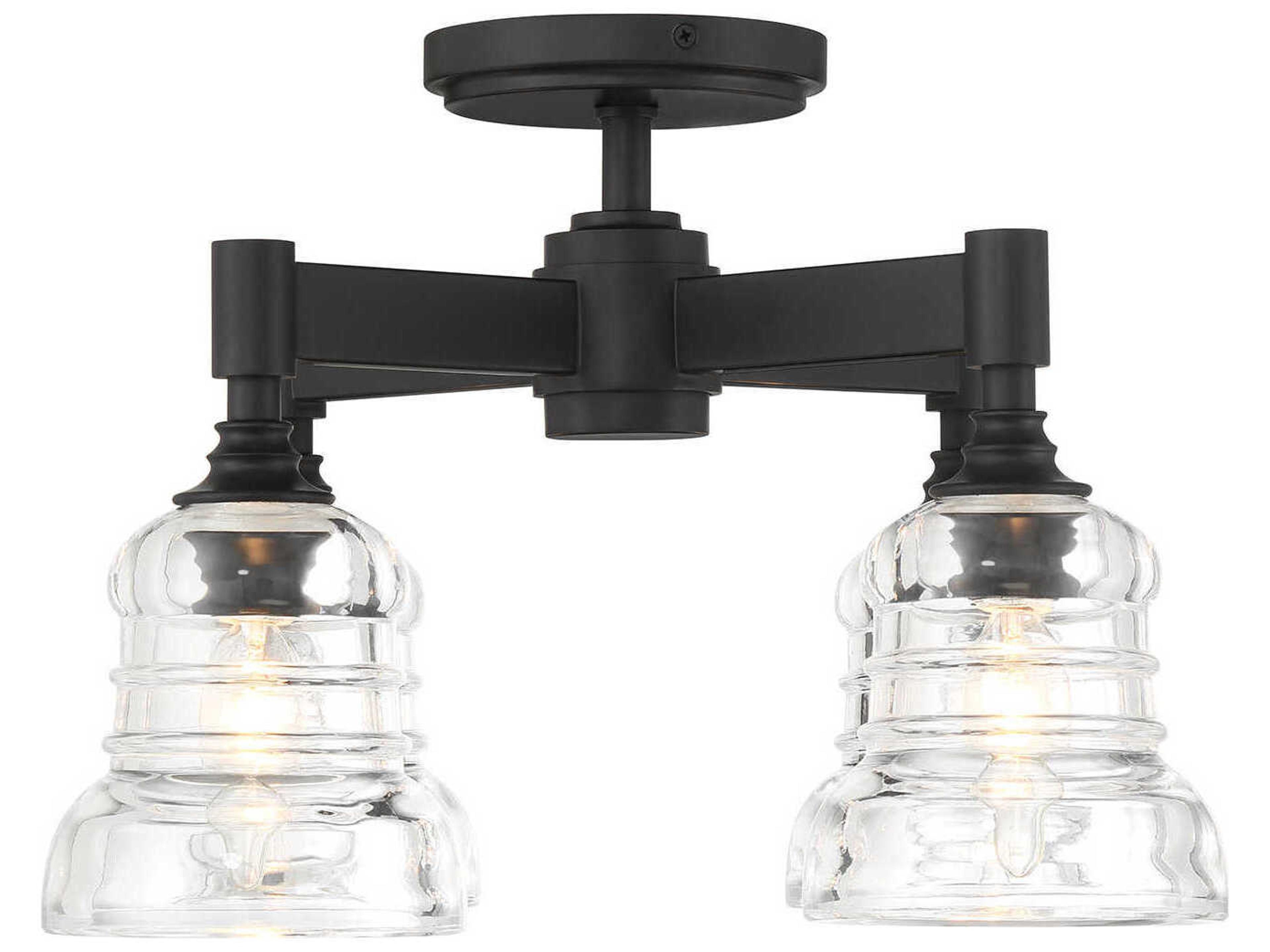 Crystorama Gregory 4-Light Matte Black Bell Semi Flush Mount