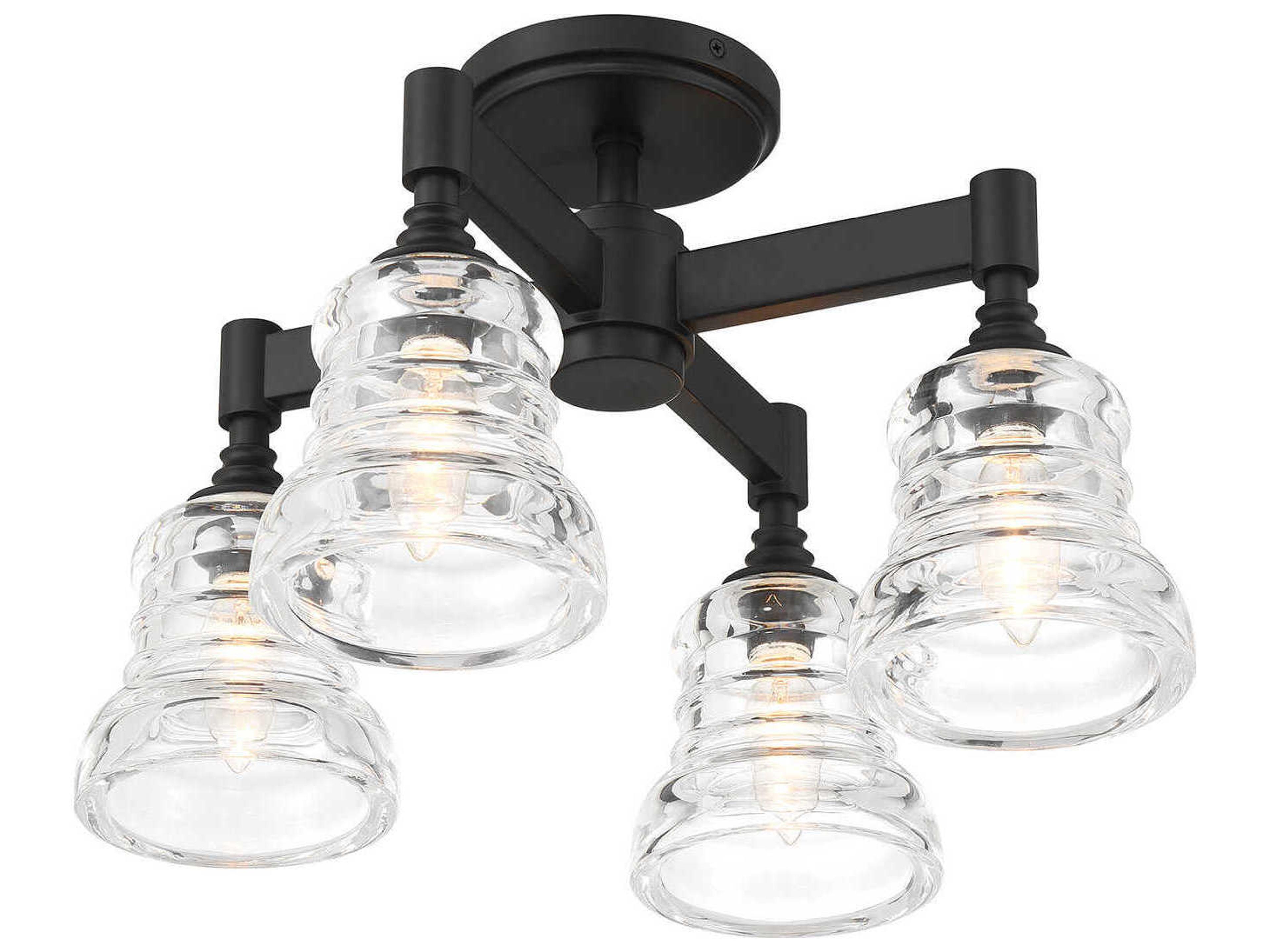 Crystorama Gregory 4-Light Matte Black Bell Semi Flush Mount