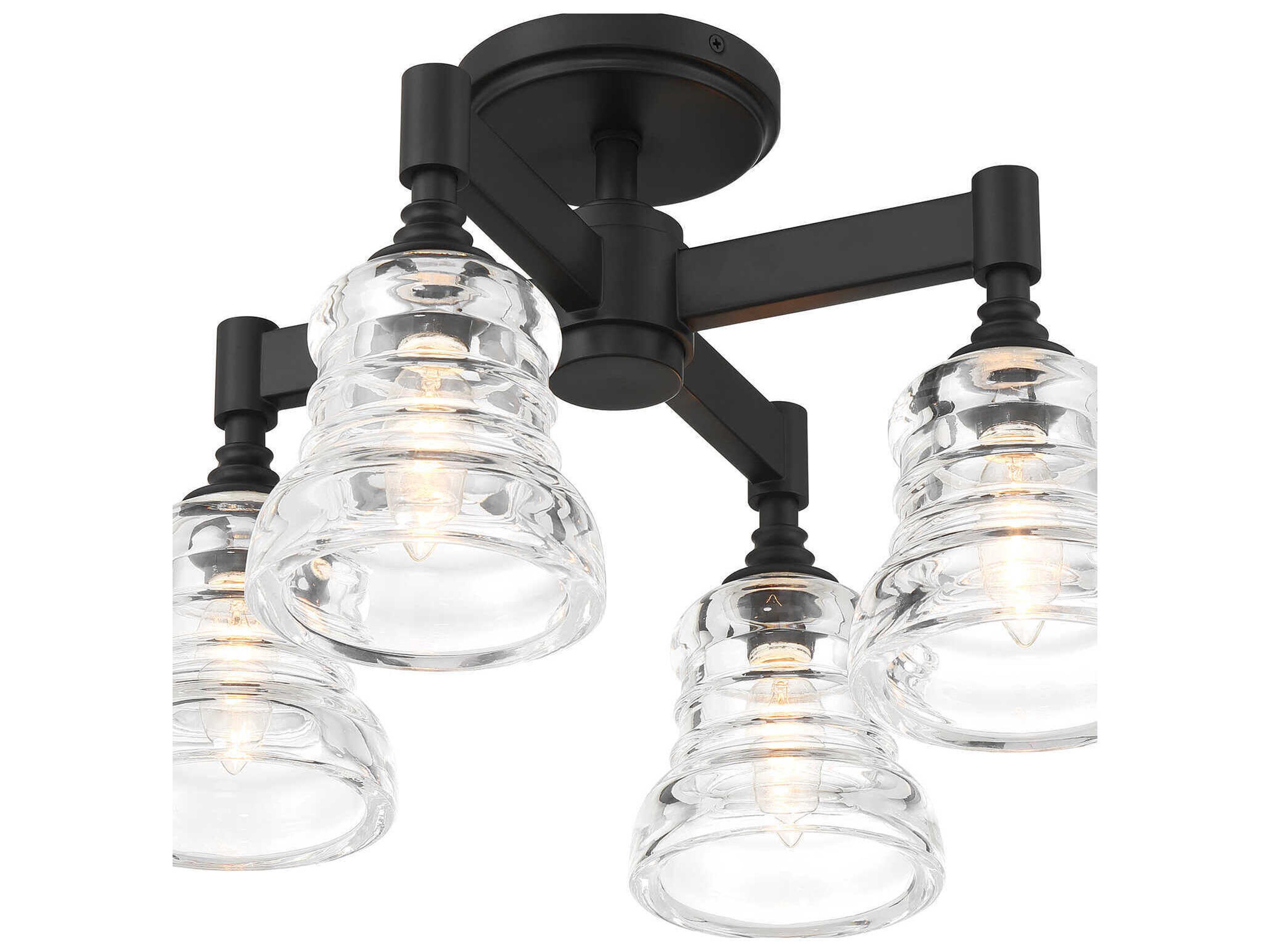 Crystorama Gregory 4-Light Matte Black Bell Semi Flush Mount