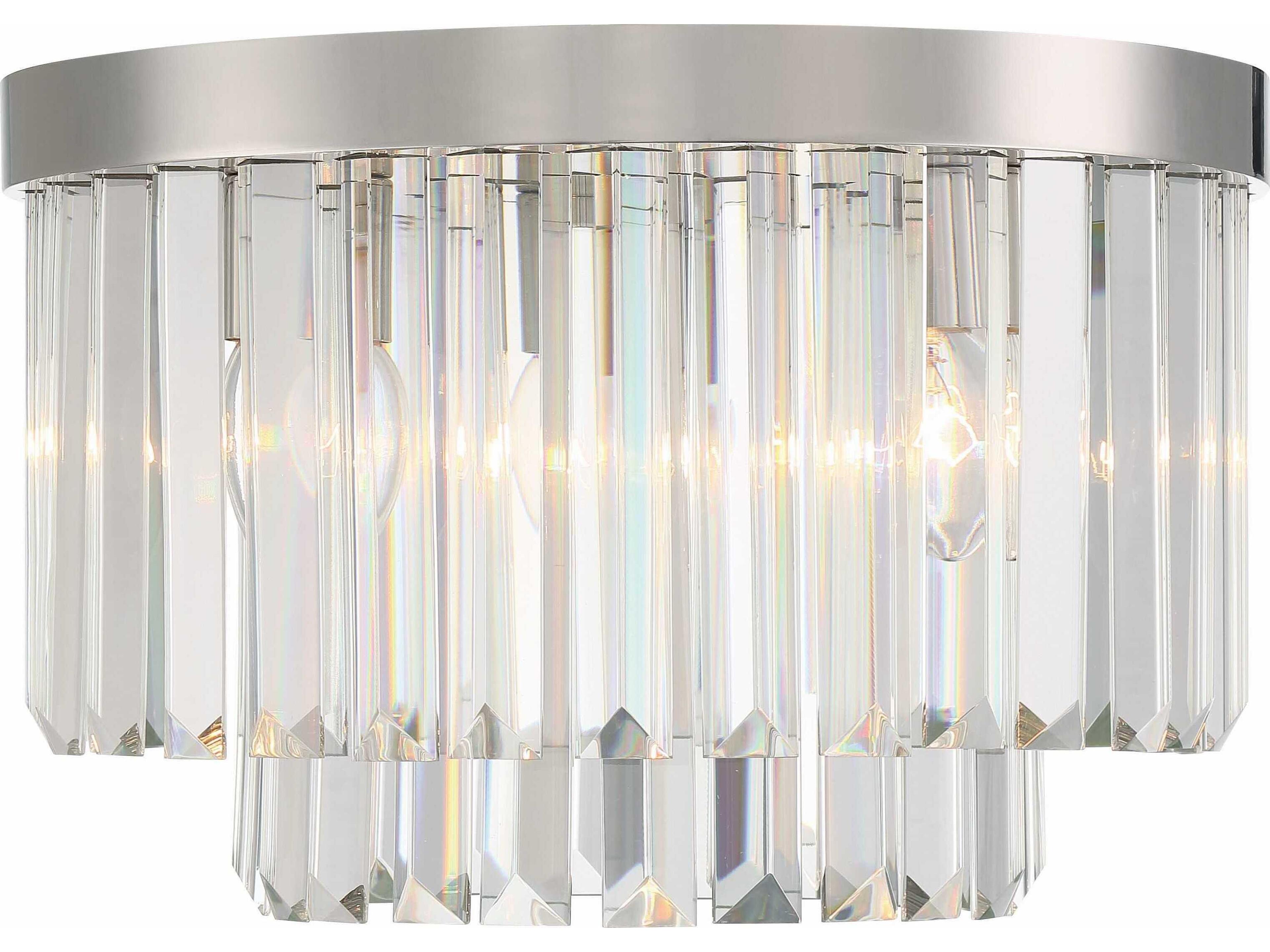 Hayes 4-Light Polished Nickel Crystal Glass Drum Flush Mount