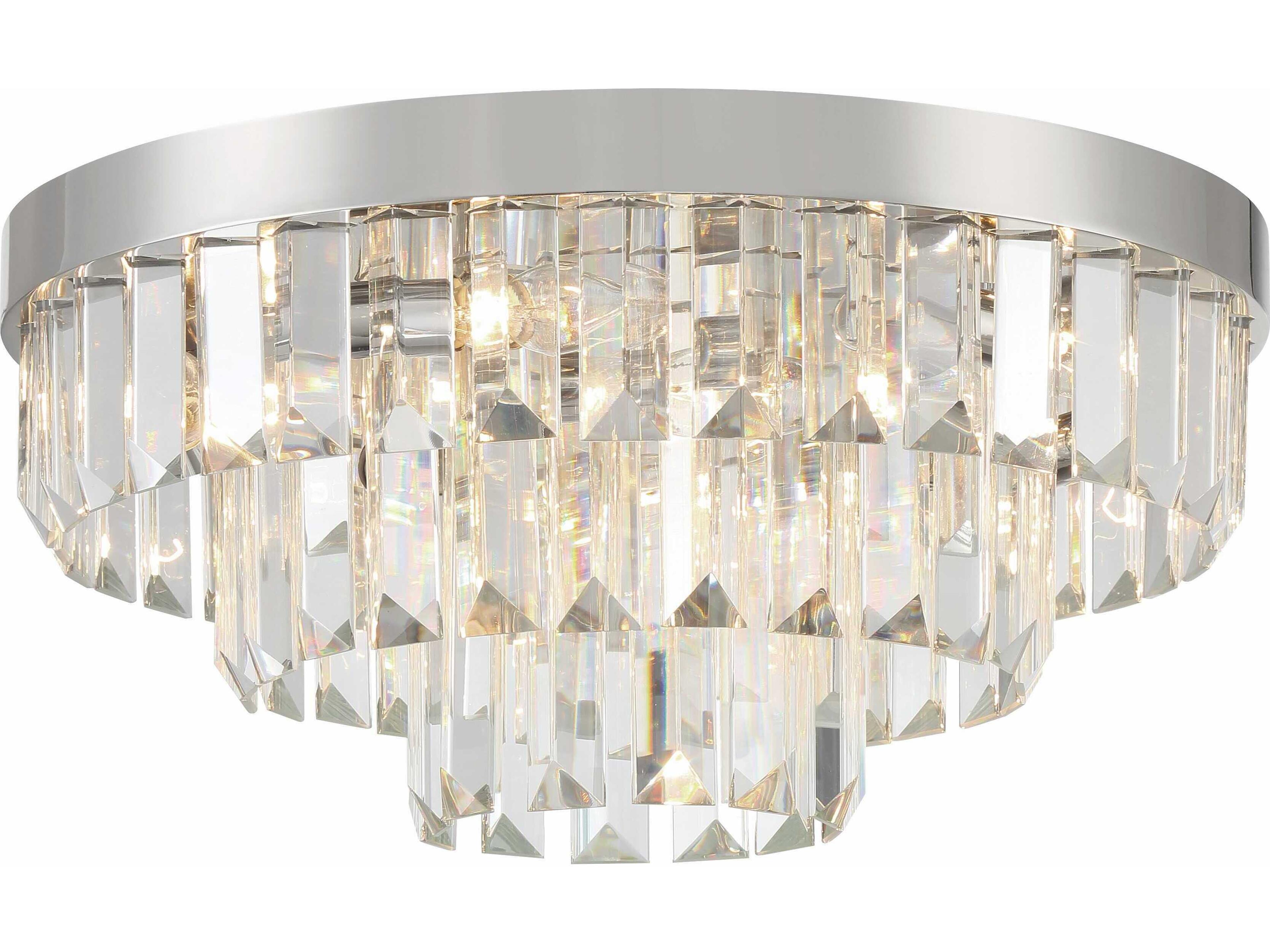 Hayes 8-Light Polished Nickel Crystal Flush Mount