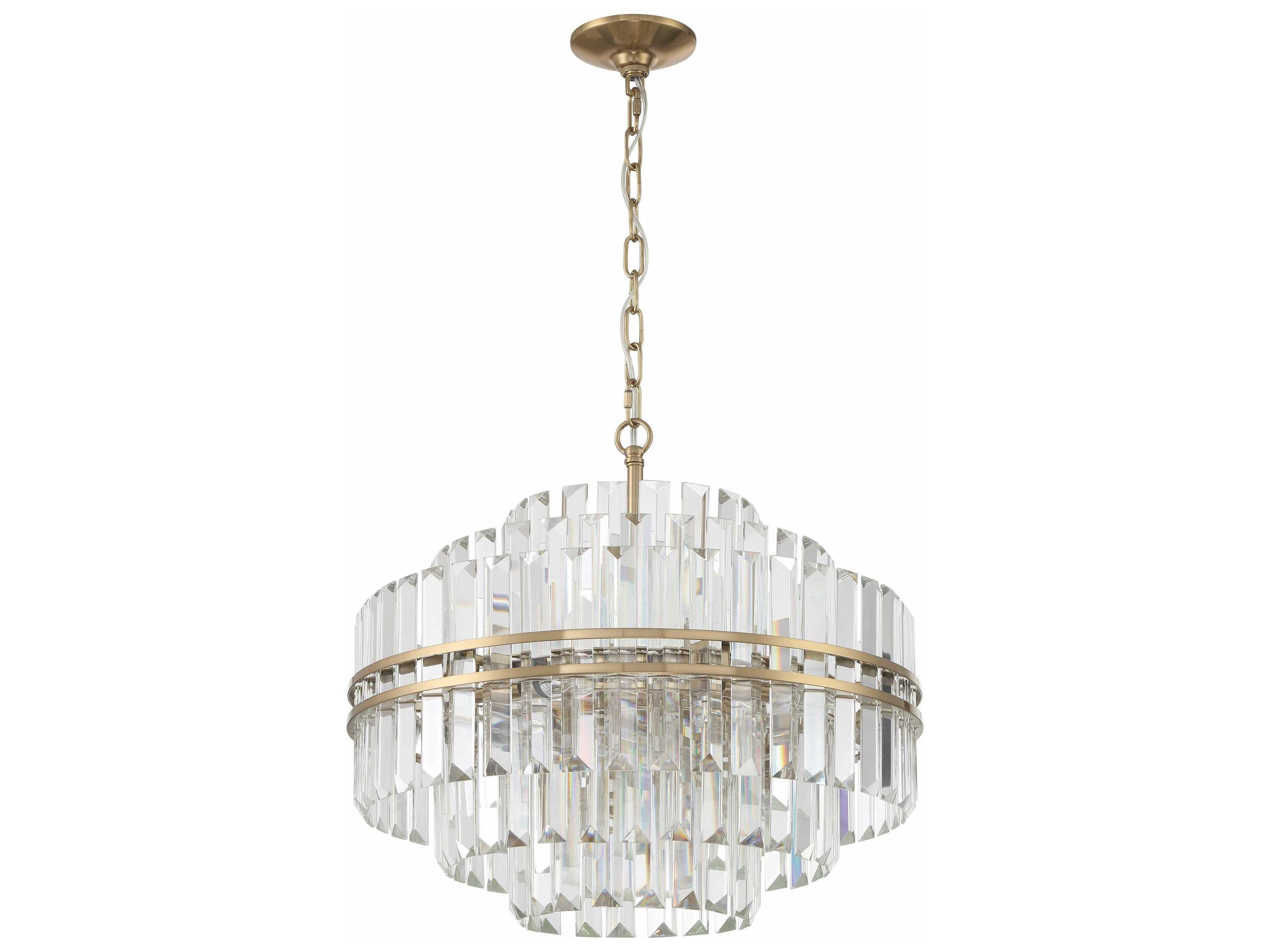 Crystorama Hayes 12-Light Aged Brass Crystal Candelabra Chandelier