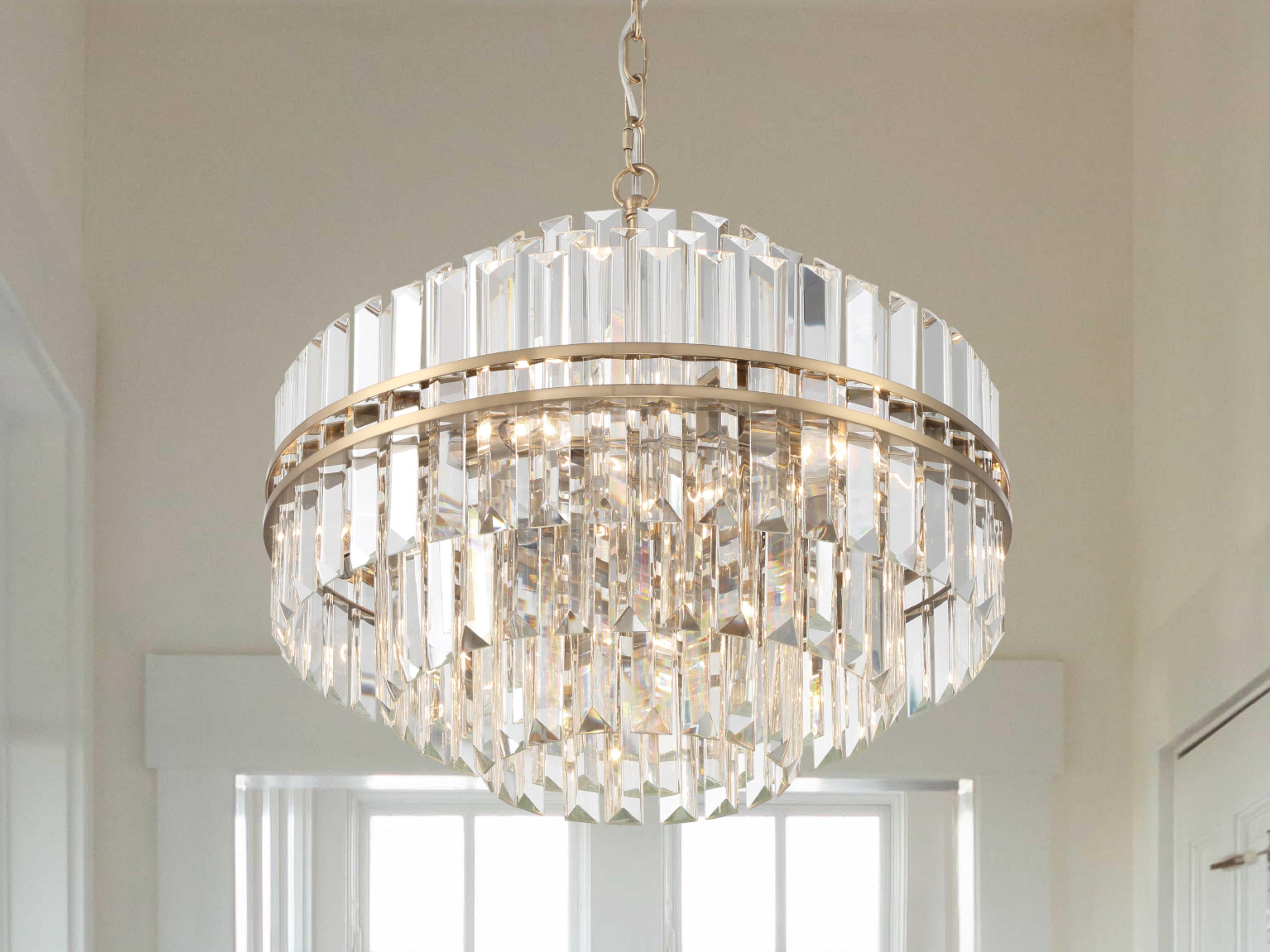 Crystorama Hayes 12-Light Aged Brass Crystal Candelabra Chandelier