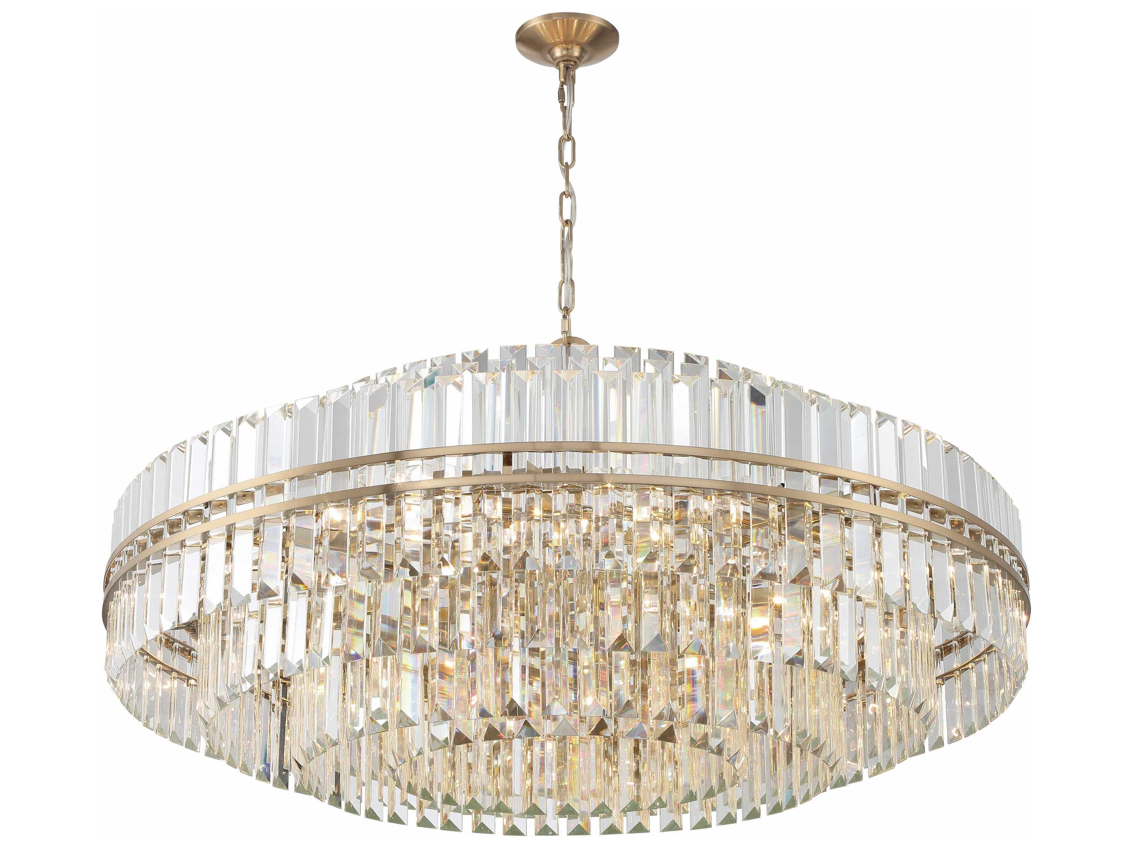 Crystorama Hayes 32-Light Aged Brass Crystal Candelabra Chandelier