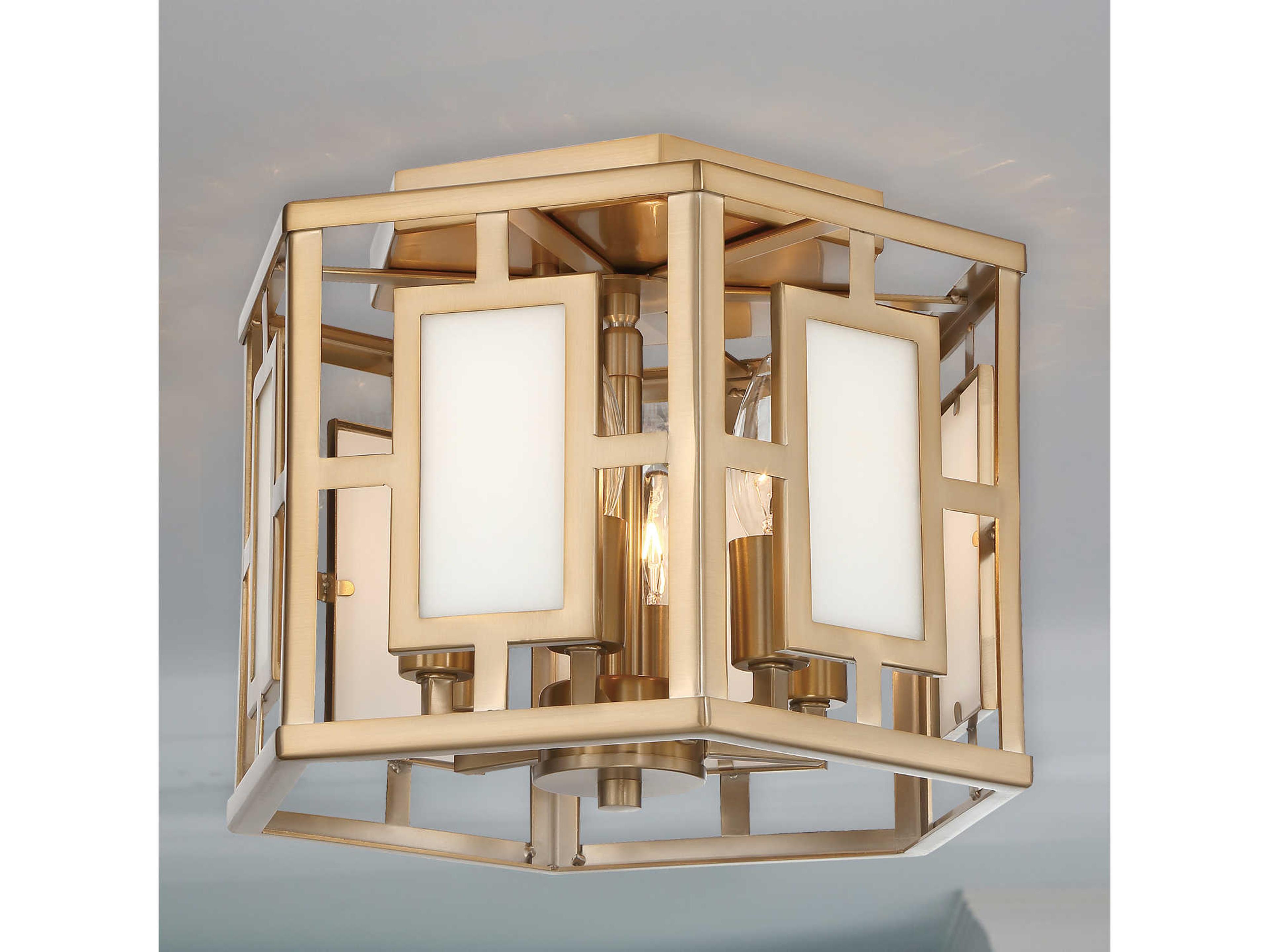 Crystorama Hillcrest 6-Light Gold Drum Geometric Flush Mount
