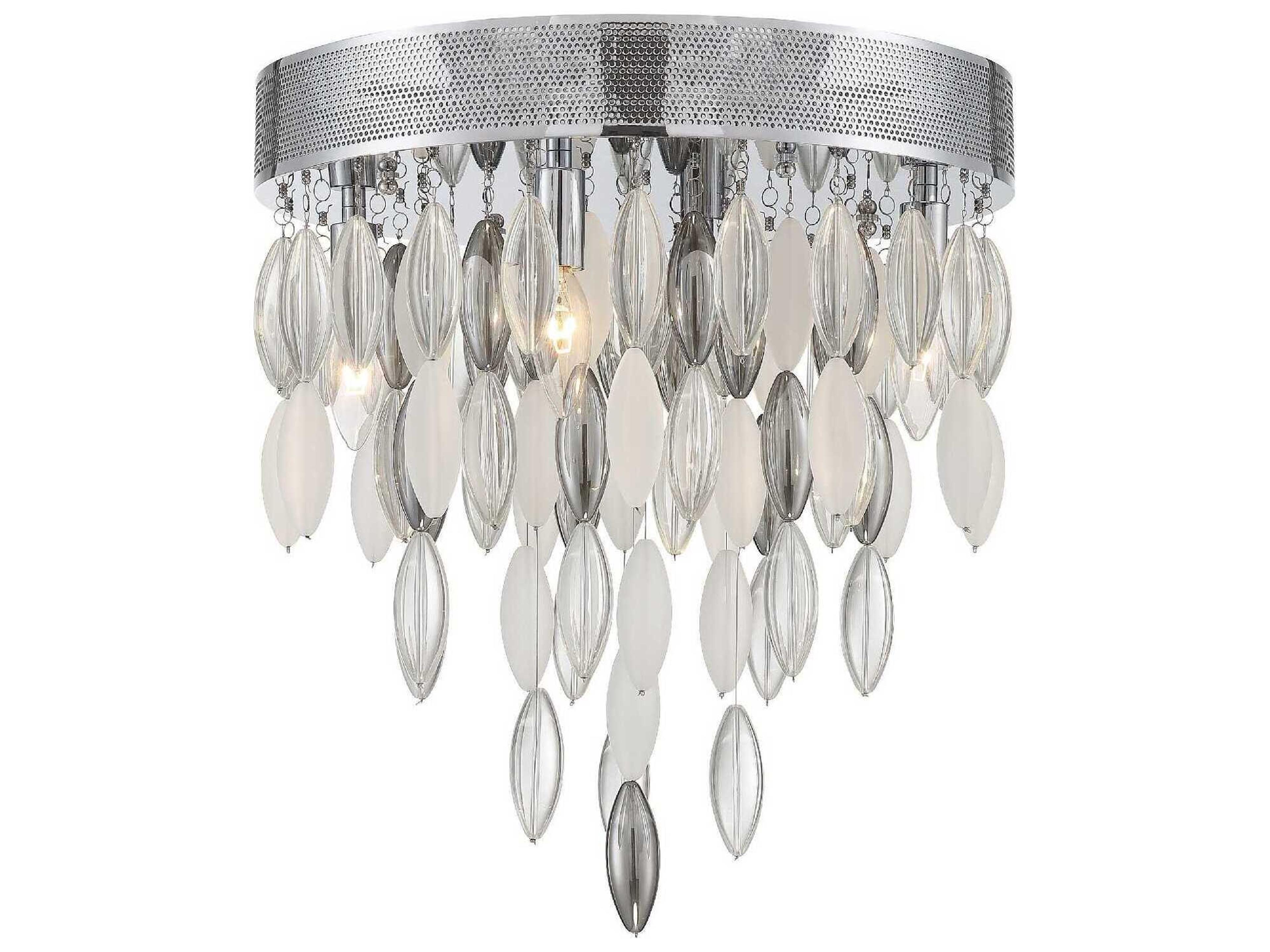 Hudson 4-Light Polished Chrome Glass Tiered Flush Mount