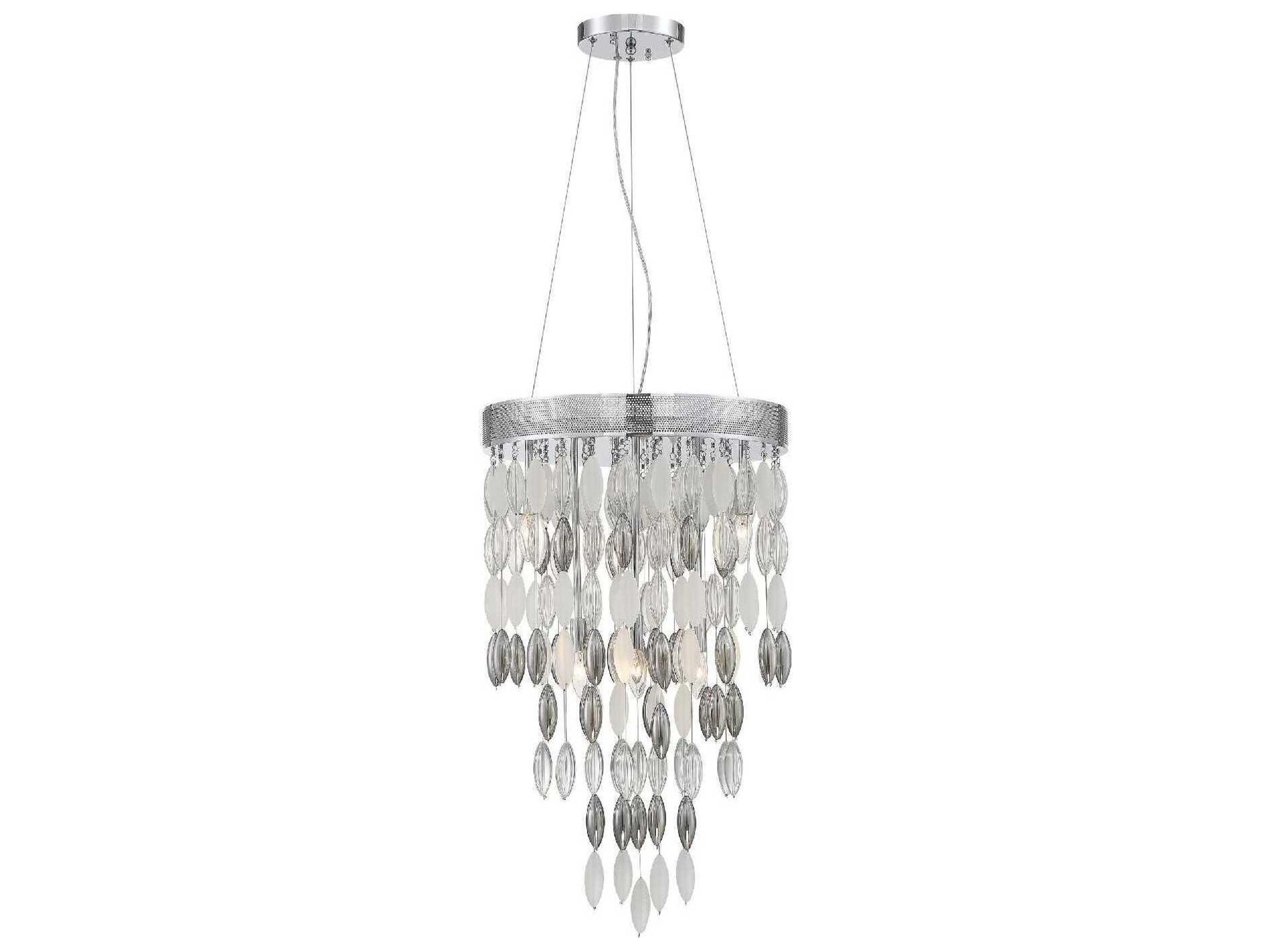 Hudson 6-Light Polished Chrome Glass Candelabra Tiered Chandelier