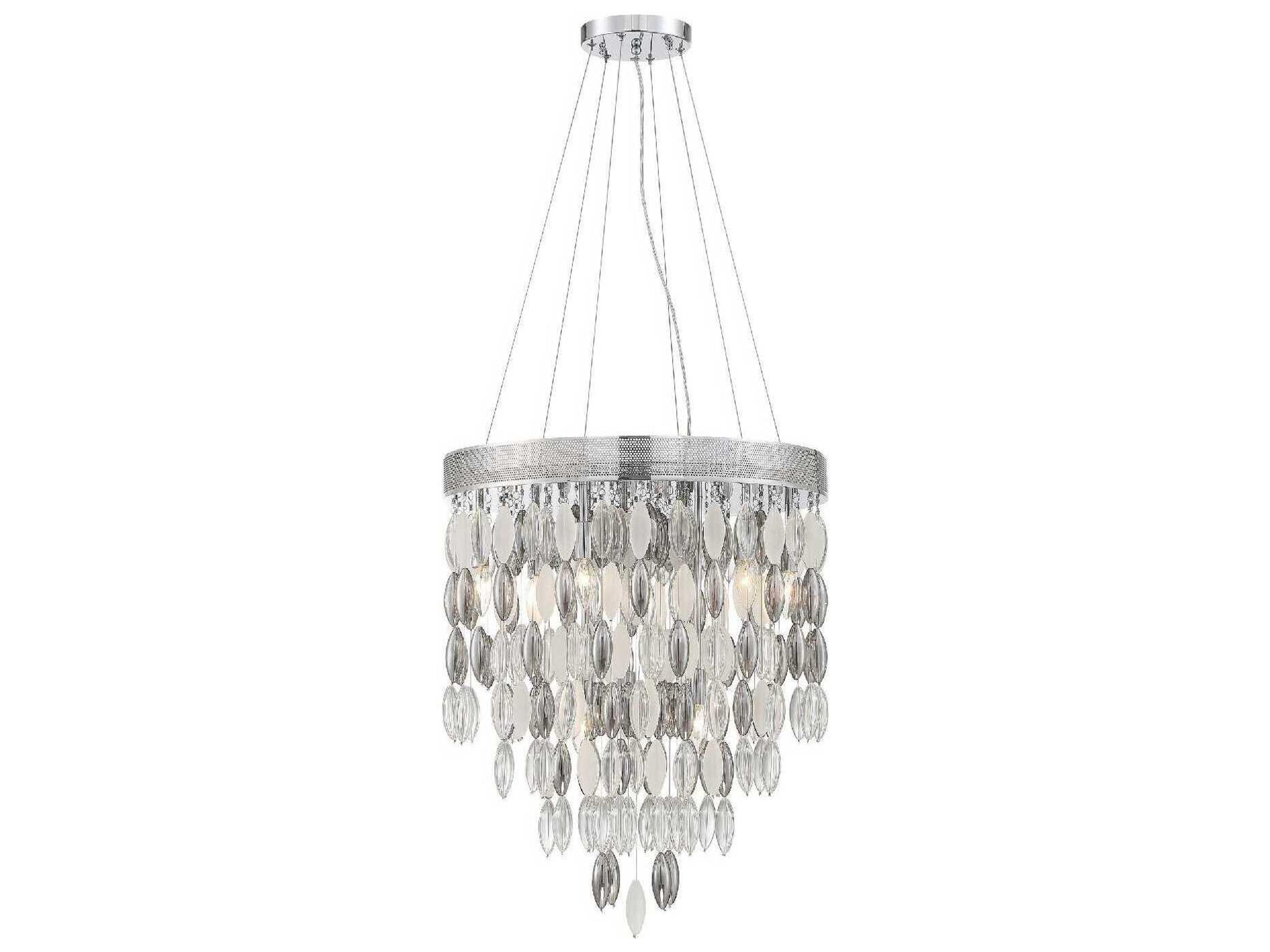 Hudson 9-Light Polished Chrome Glass Candelabra Tiered Chandelier