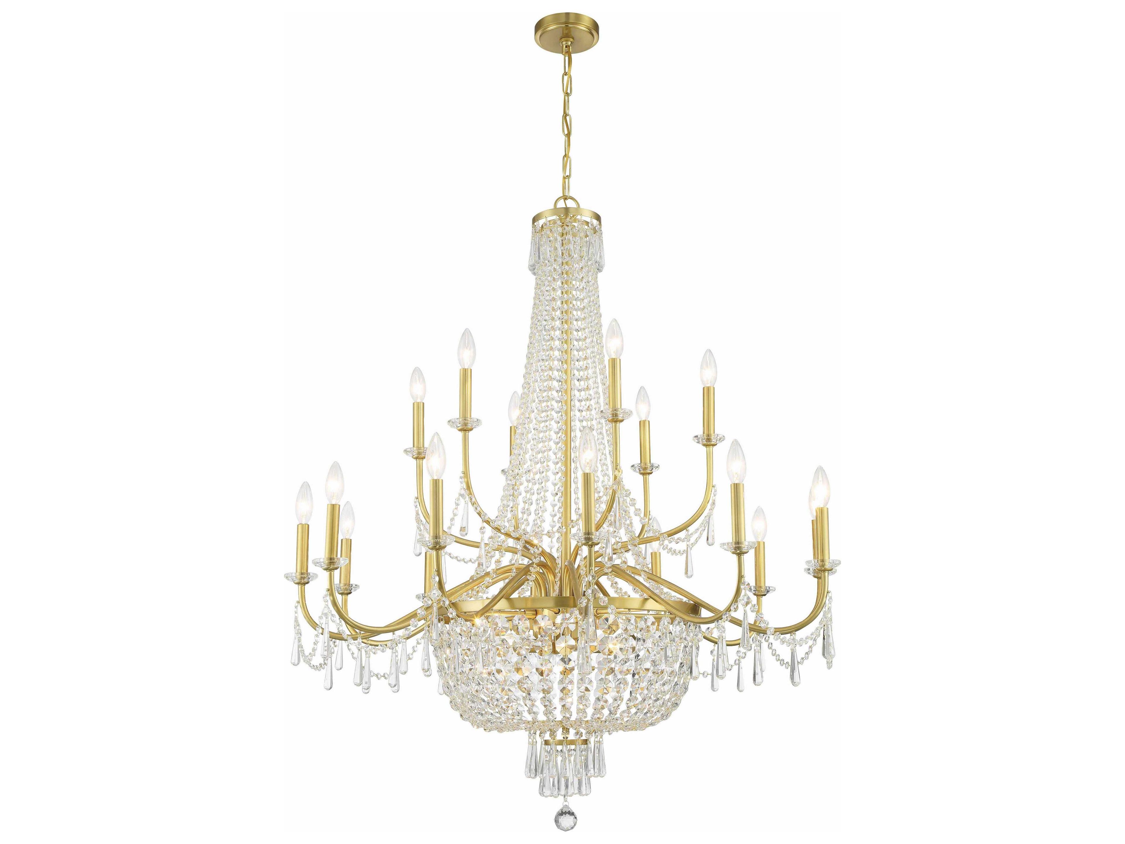 Haywood 22-Light Aged Brass Candelabra Chandelier