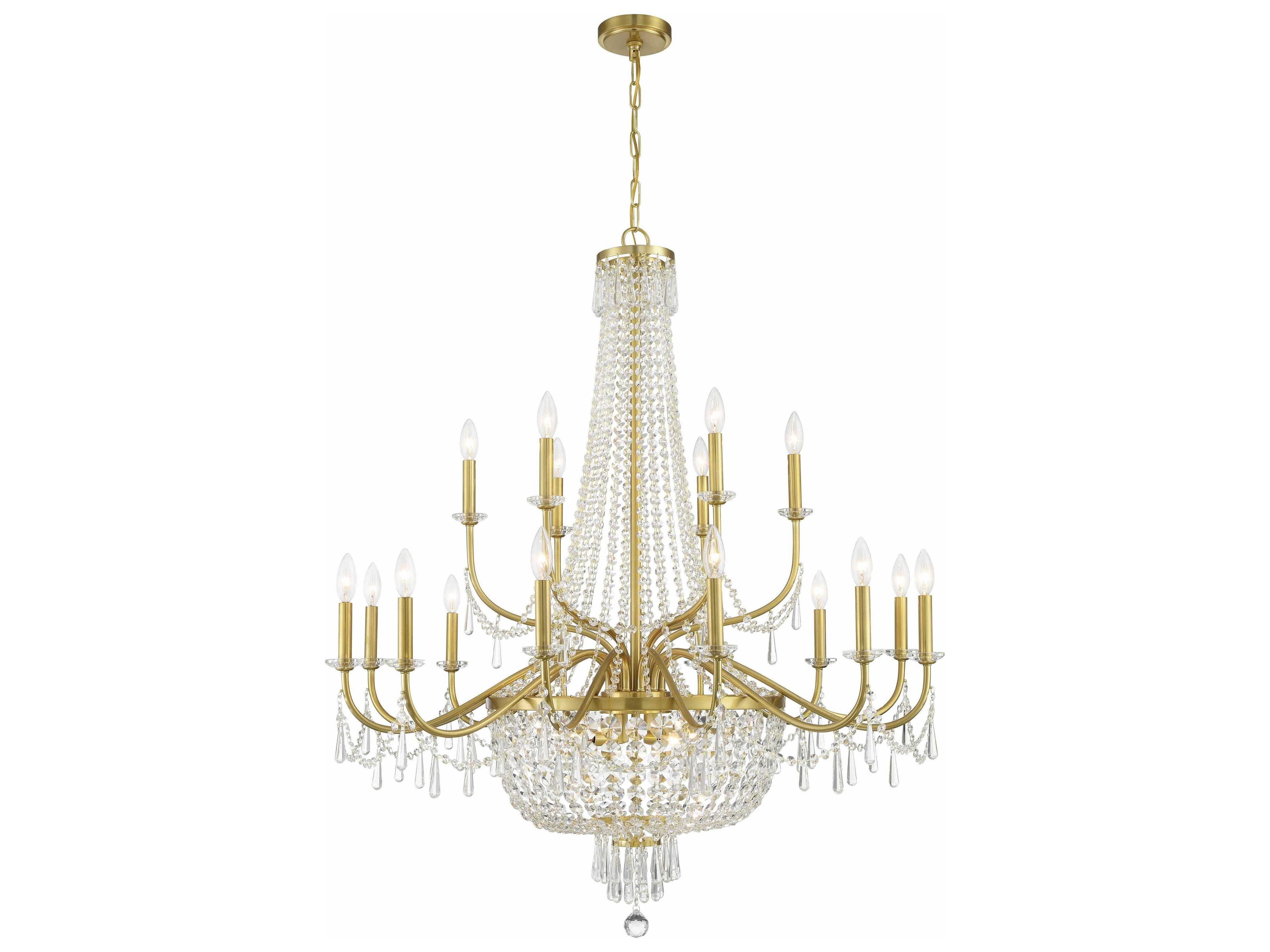 Crystorama Haywood 22-Light Aged Brass Candelabra Chandelier