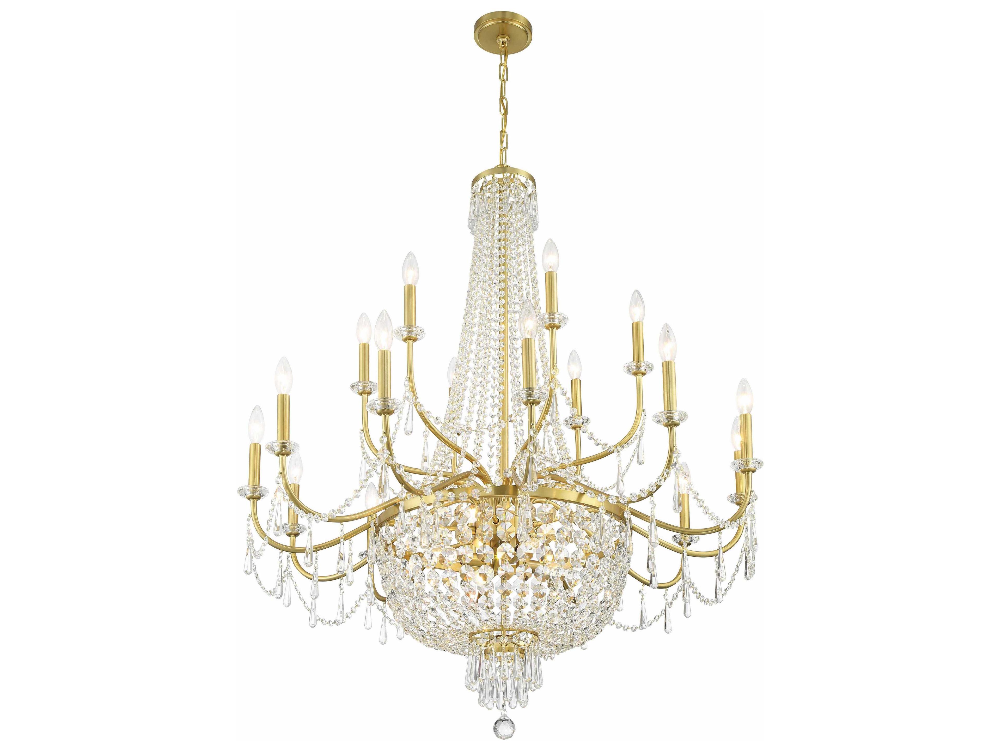 Crystorama Haywood 22-Light Aged Brass Candelabra Chandelier