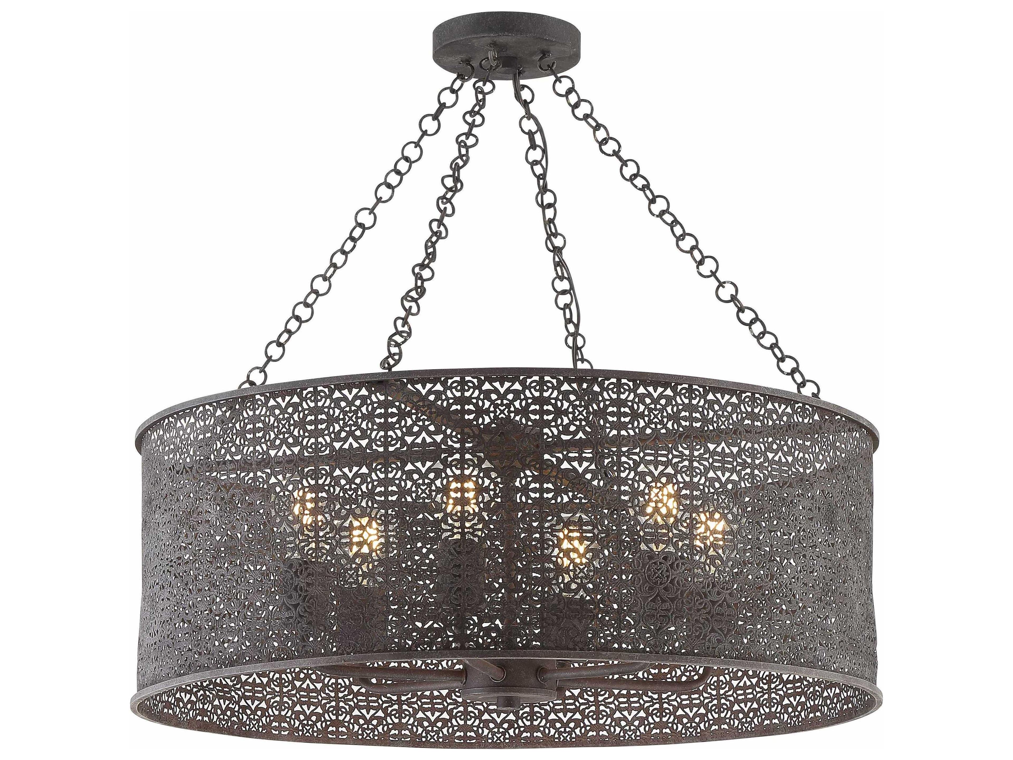 Jasmine 6-Light Forged Bronze Drum Chandelier