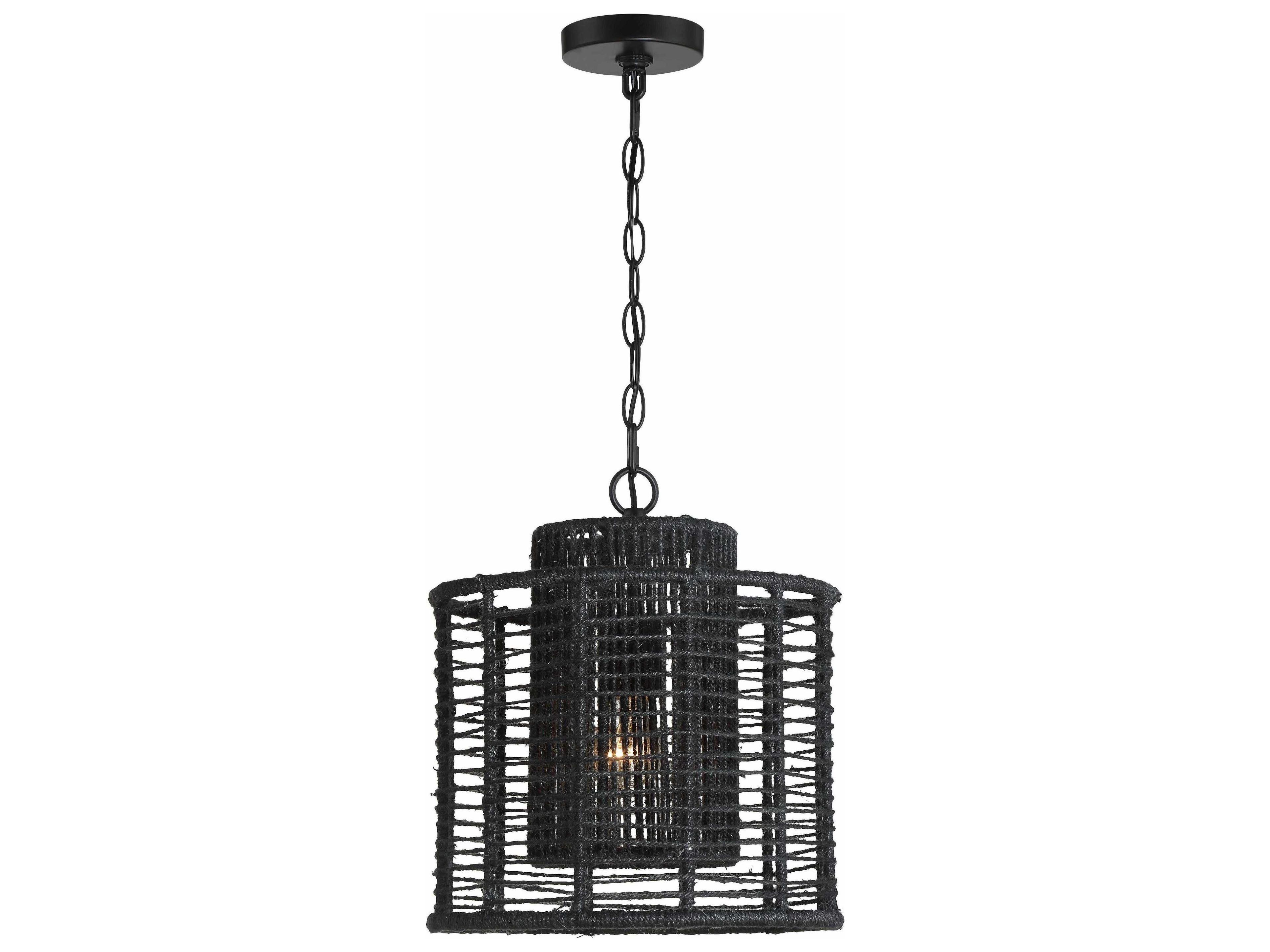 Jayna 1-Light Matte Black Cylinder Pendant