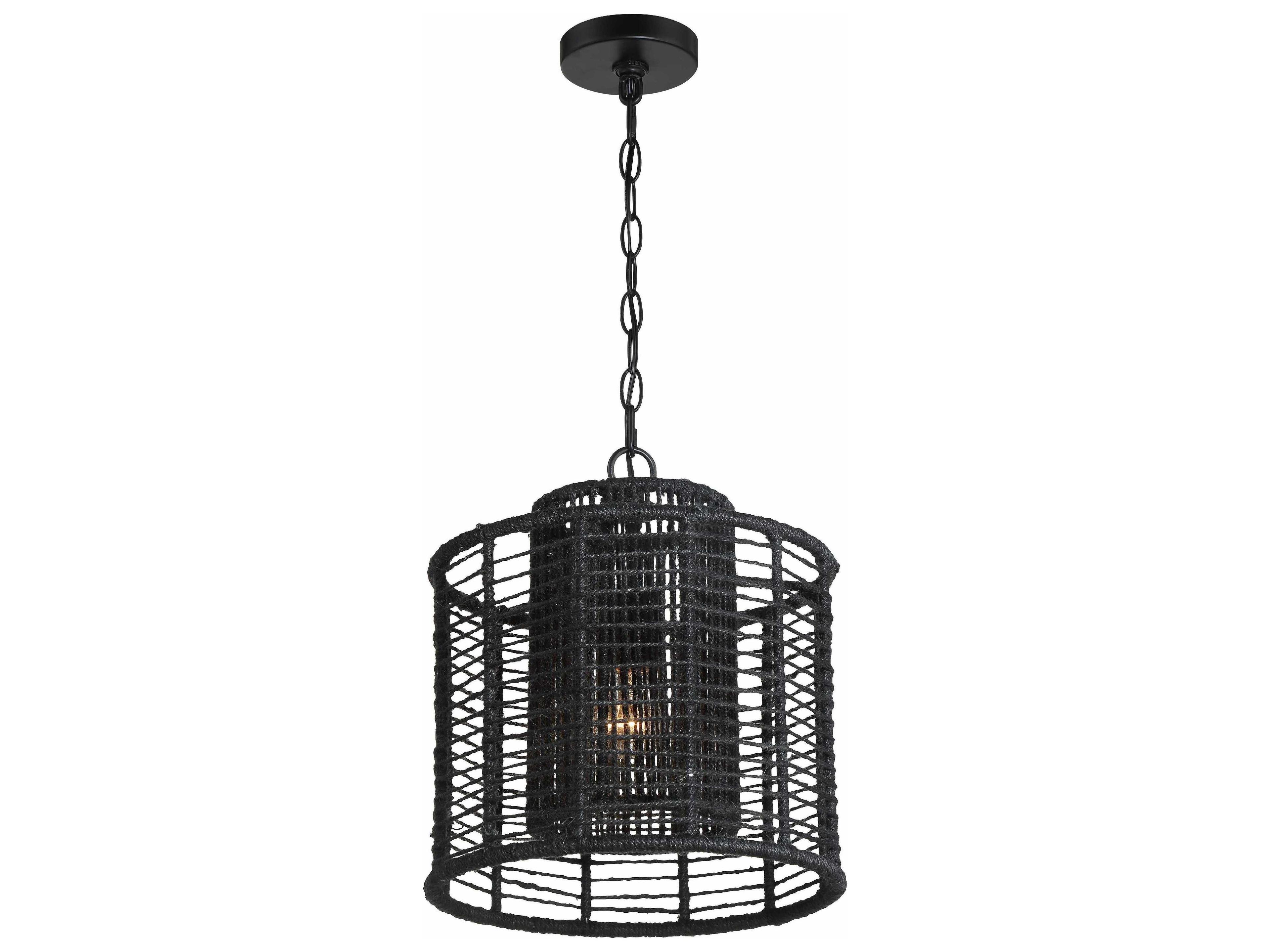Crystorama Jayna 1-Light Matte Black Cylinder Pendant