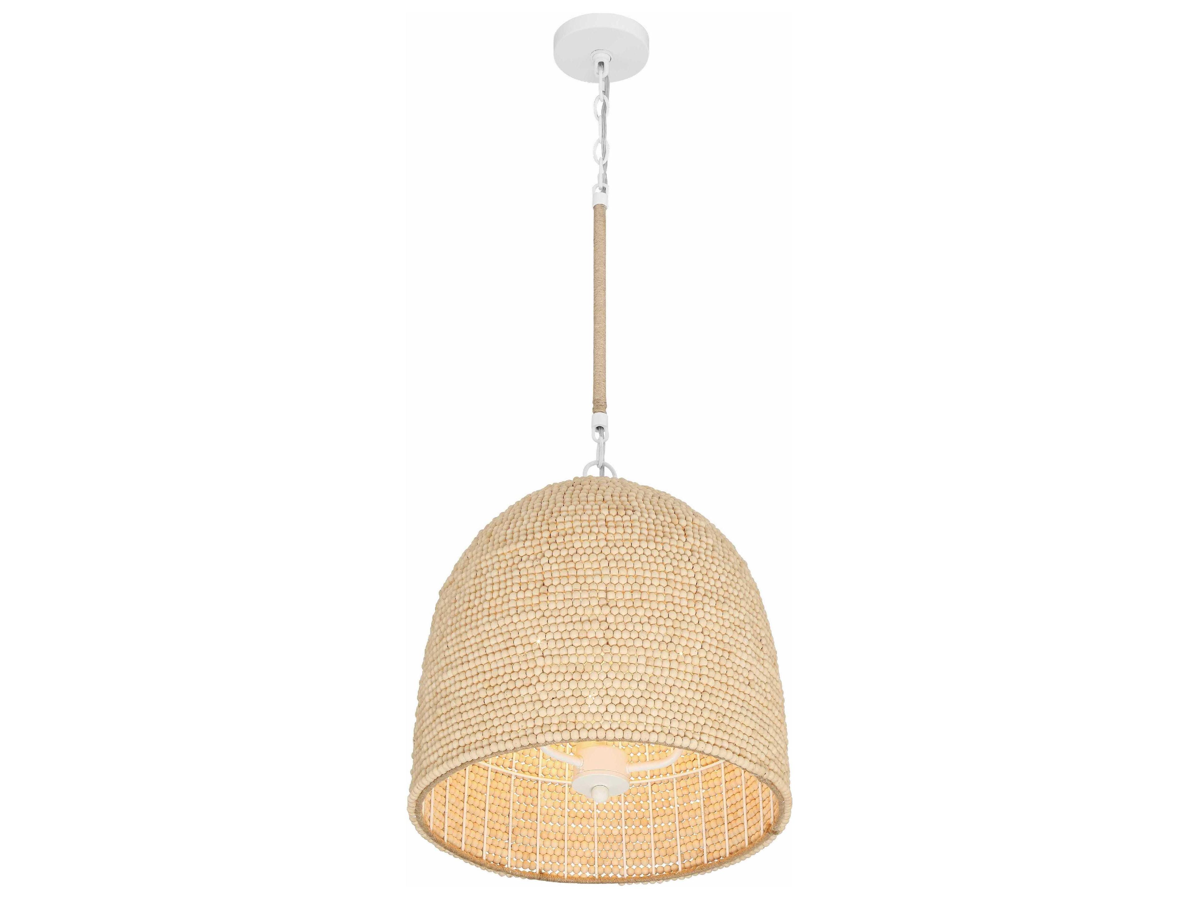 Crystorama Jasper 3-Light Matte White Wood Dome Pendant