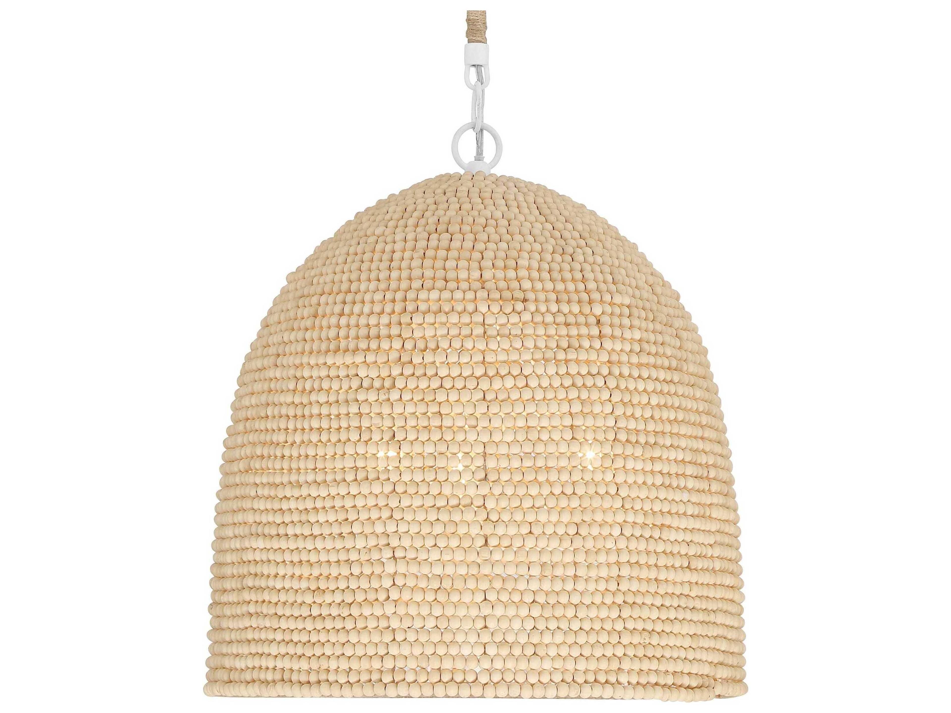 Crystorama Jasper 3-Light Matte White Wood Dome Pendant