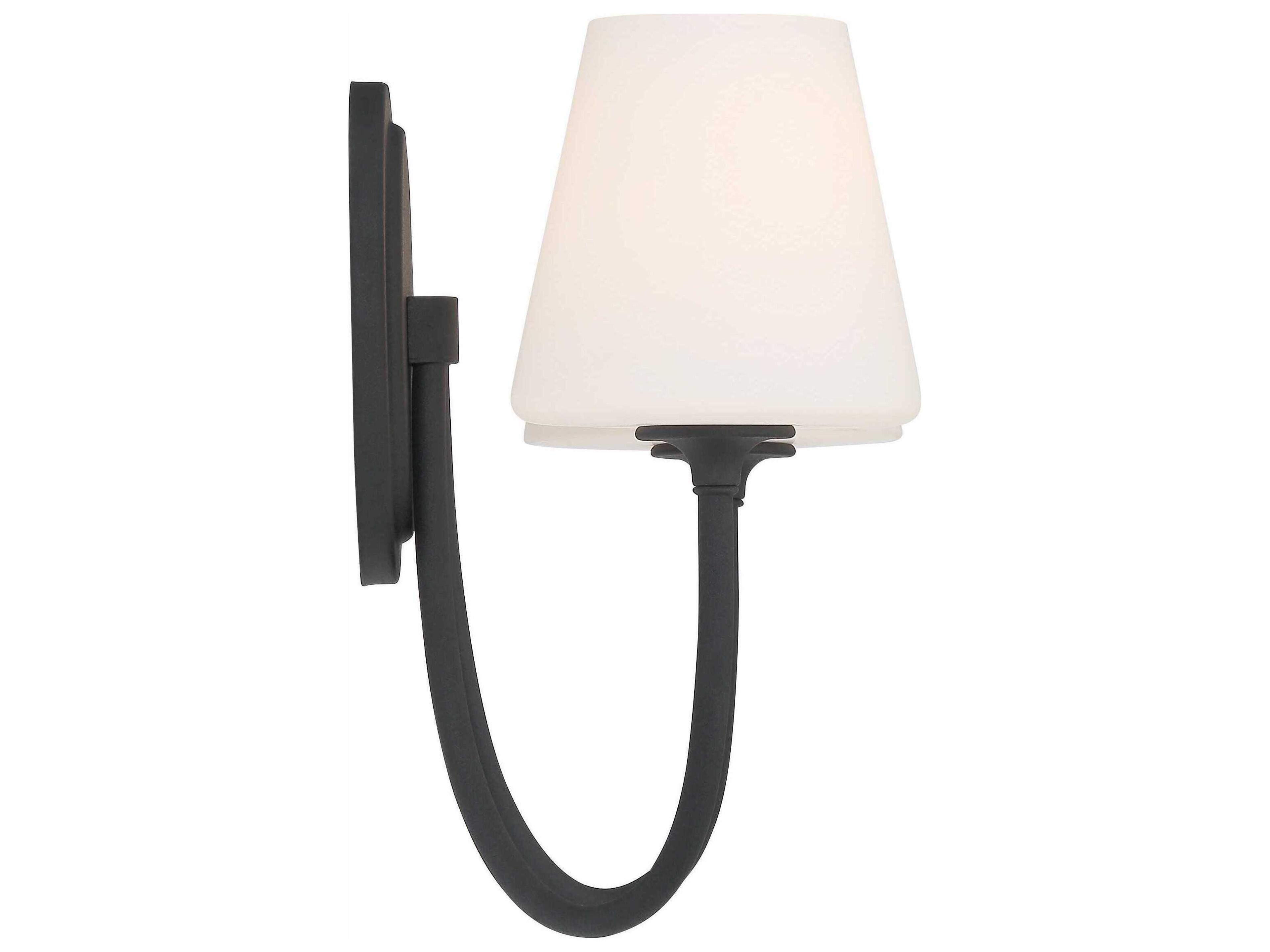 Crystorama Juno 2-Light Black Forged Glass Wall Sconce