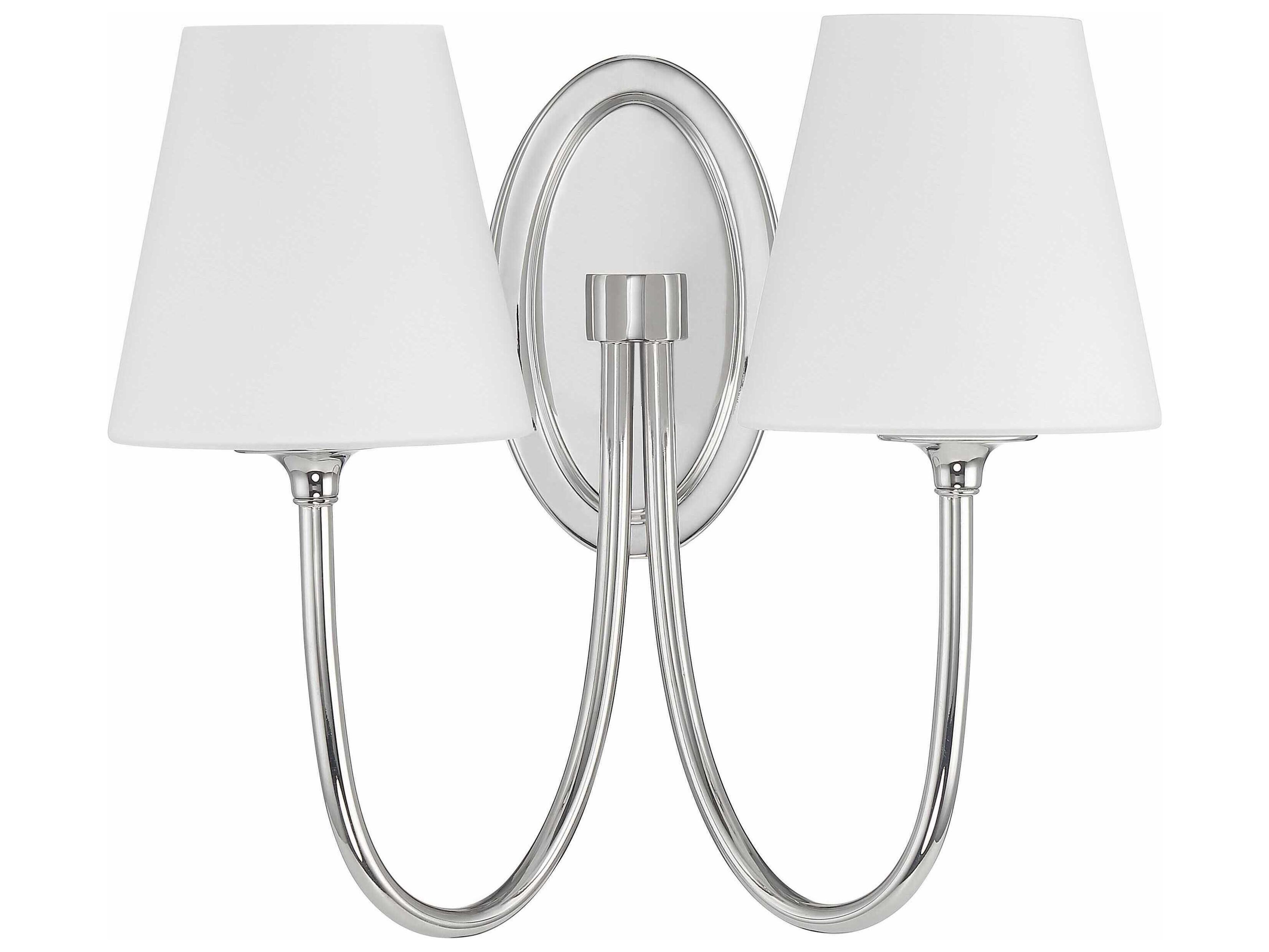 Crystorama Juno 2-Light Polished Nickel Glass Wall Sconce