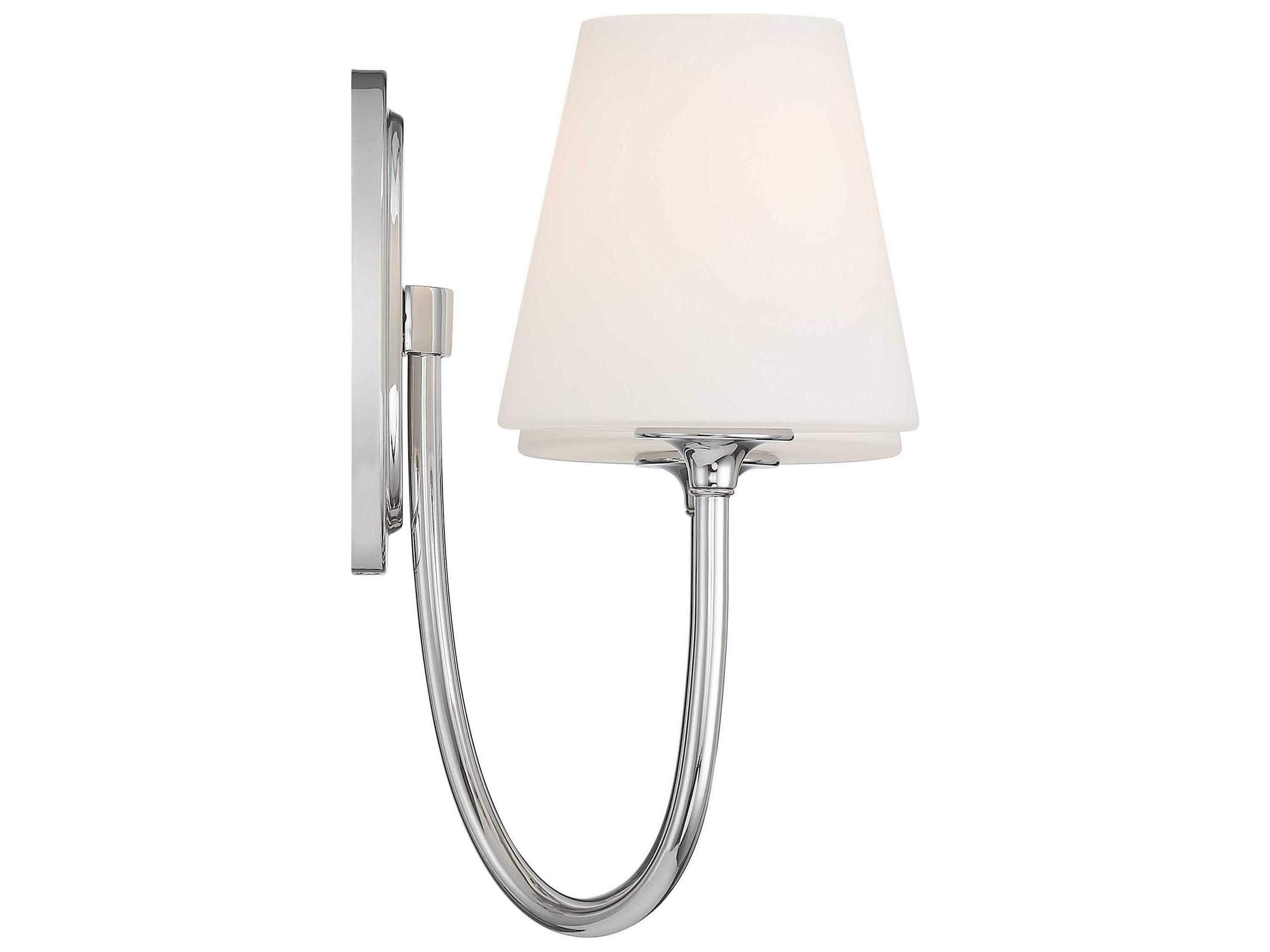 Crystorama Juno 2-Light Polished Nickel Glass Wall Sconce