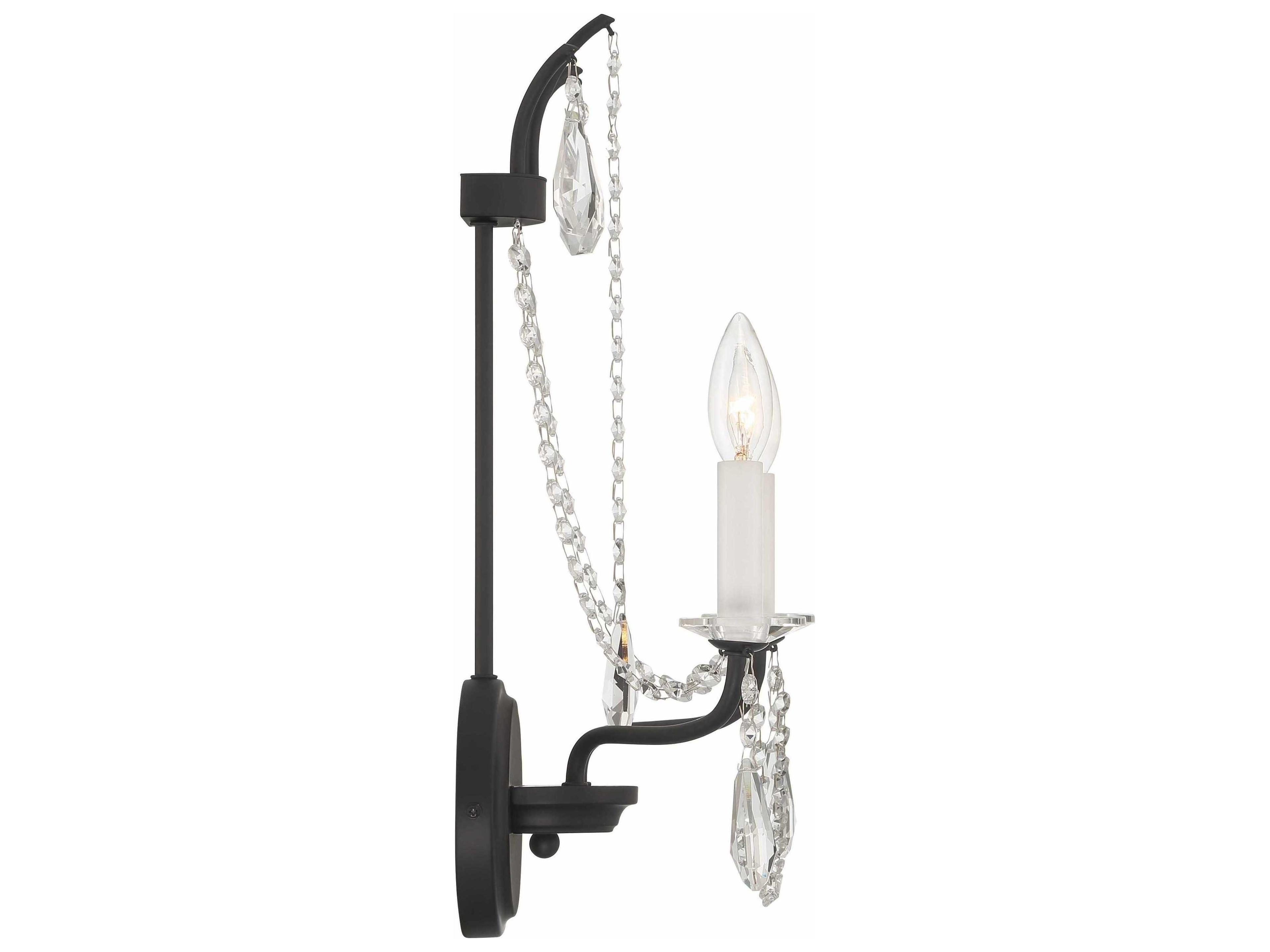 Crystorama Karrington 2-Light Matte Black Crystal Wall Sconce