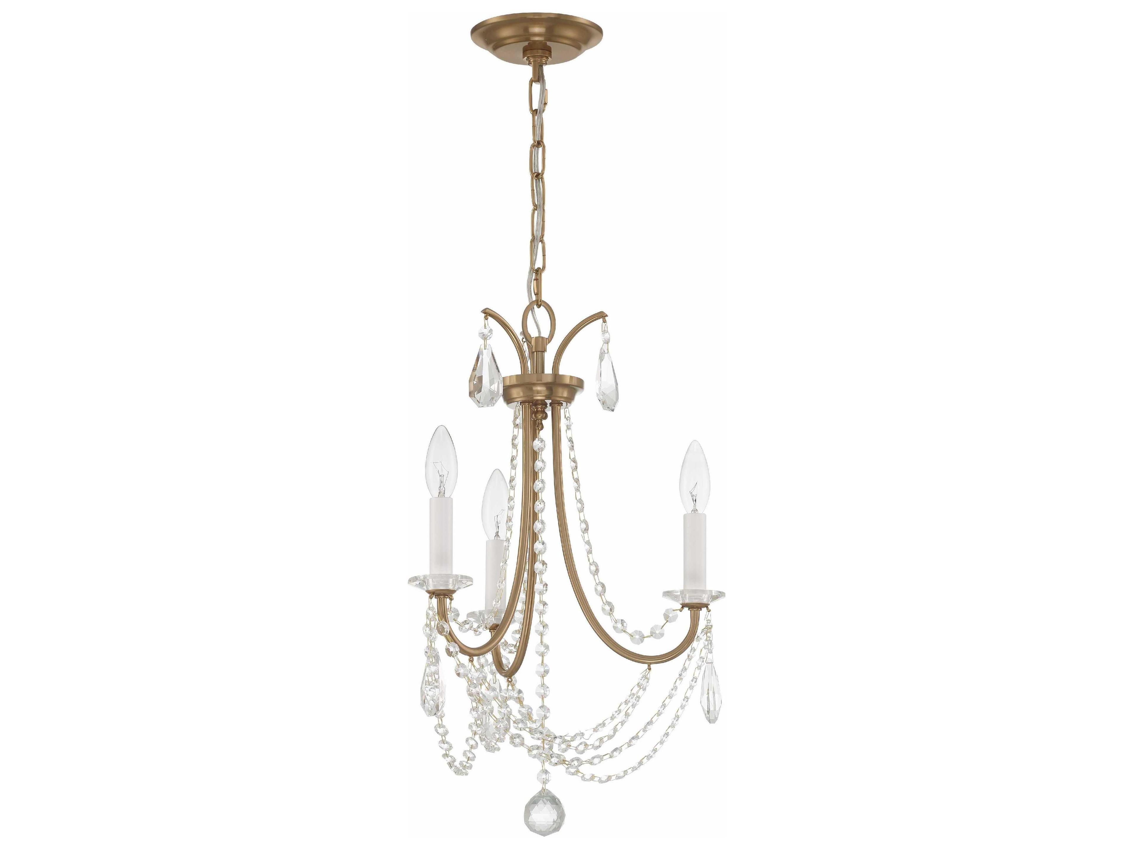 Crystorama Karrington 3-Light Aged Brass Crystal Candelabra Chandelier