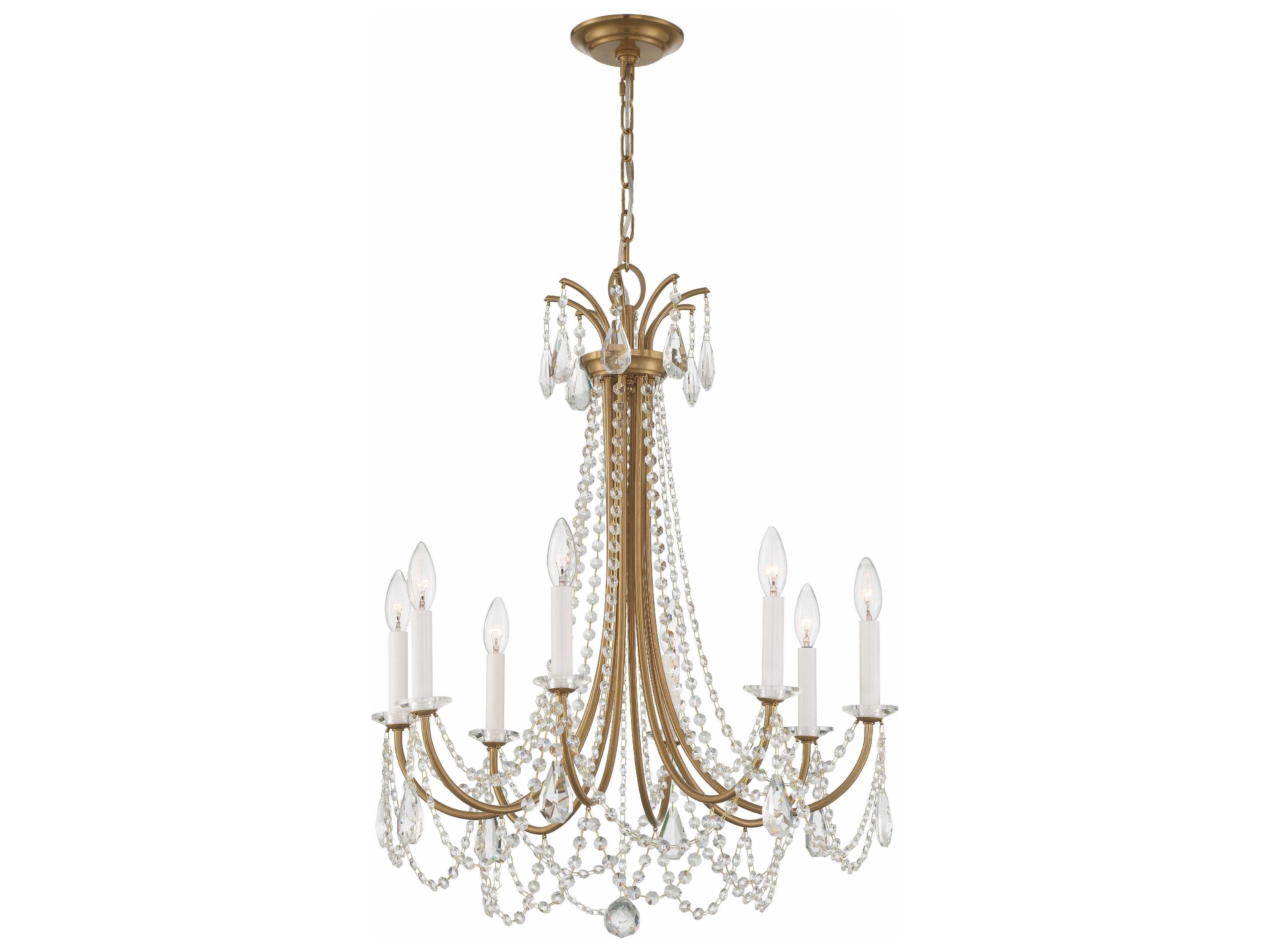 Karrington 8-Light Aged Brass Crystal Candelabra Chandelier