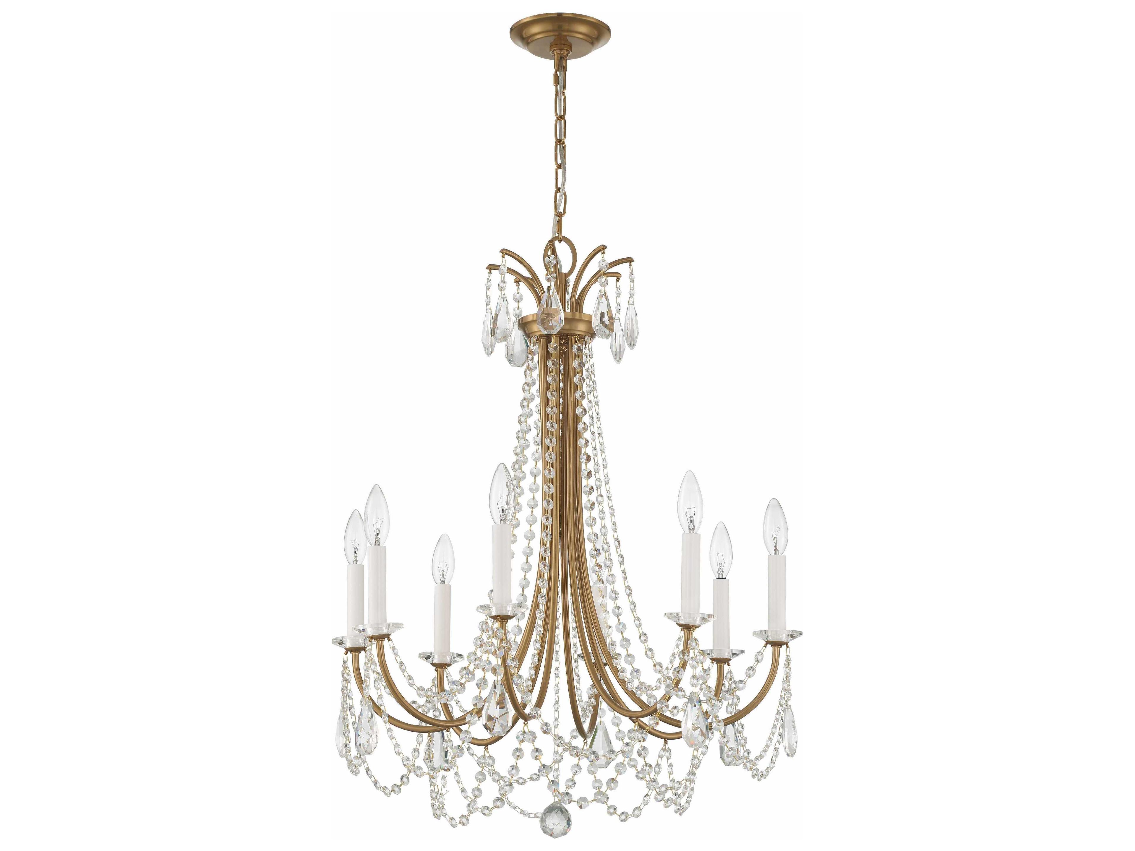 Crystorama Karrington 8-Light Aged Brass Crystal Candelabra Chandelier