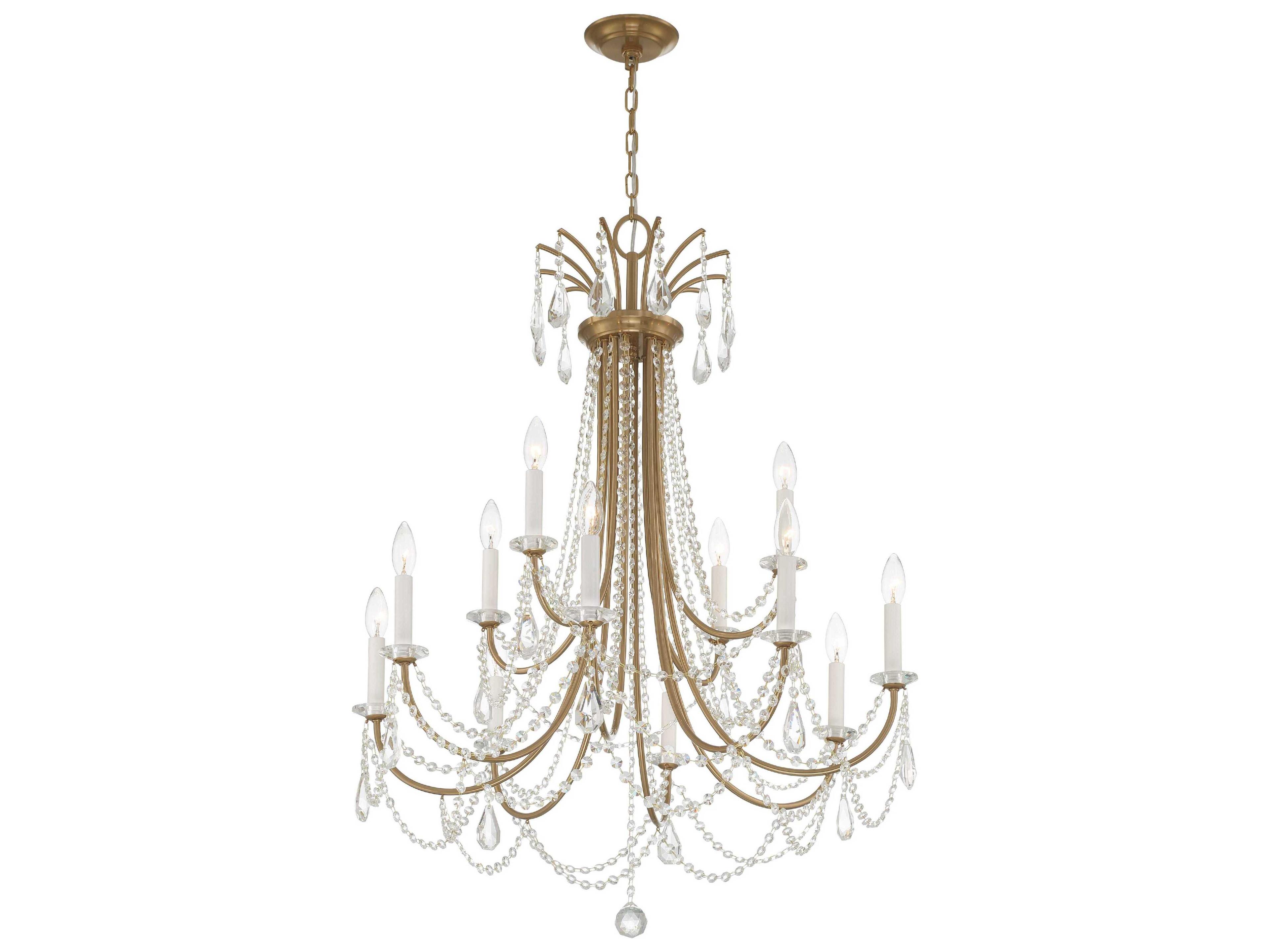 Crystorama Karrington 12-Light Aged Brass Crystal Candelabra Chandelier