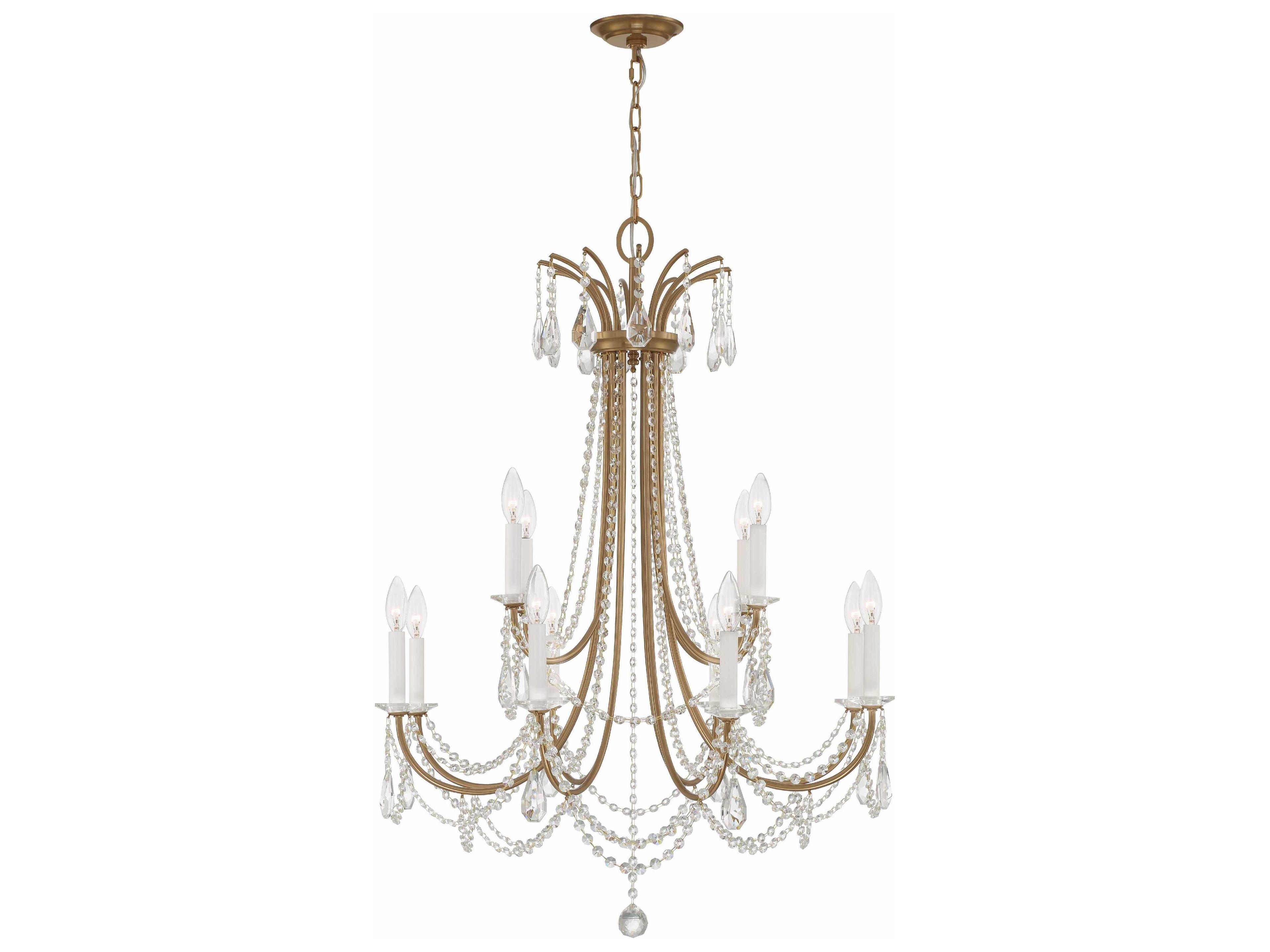 Crystorama Karrington 12-Light Aged Brass Crystal Candelabra Chandelier