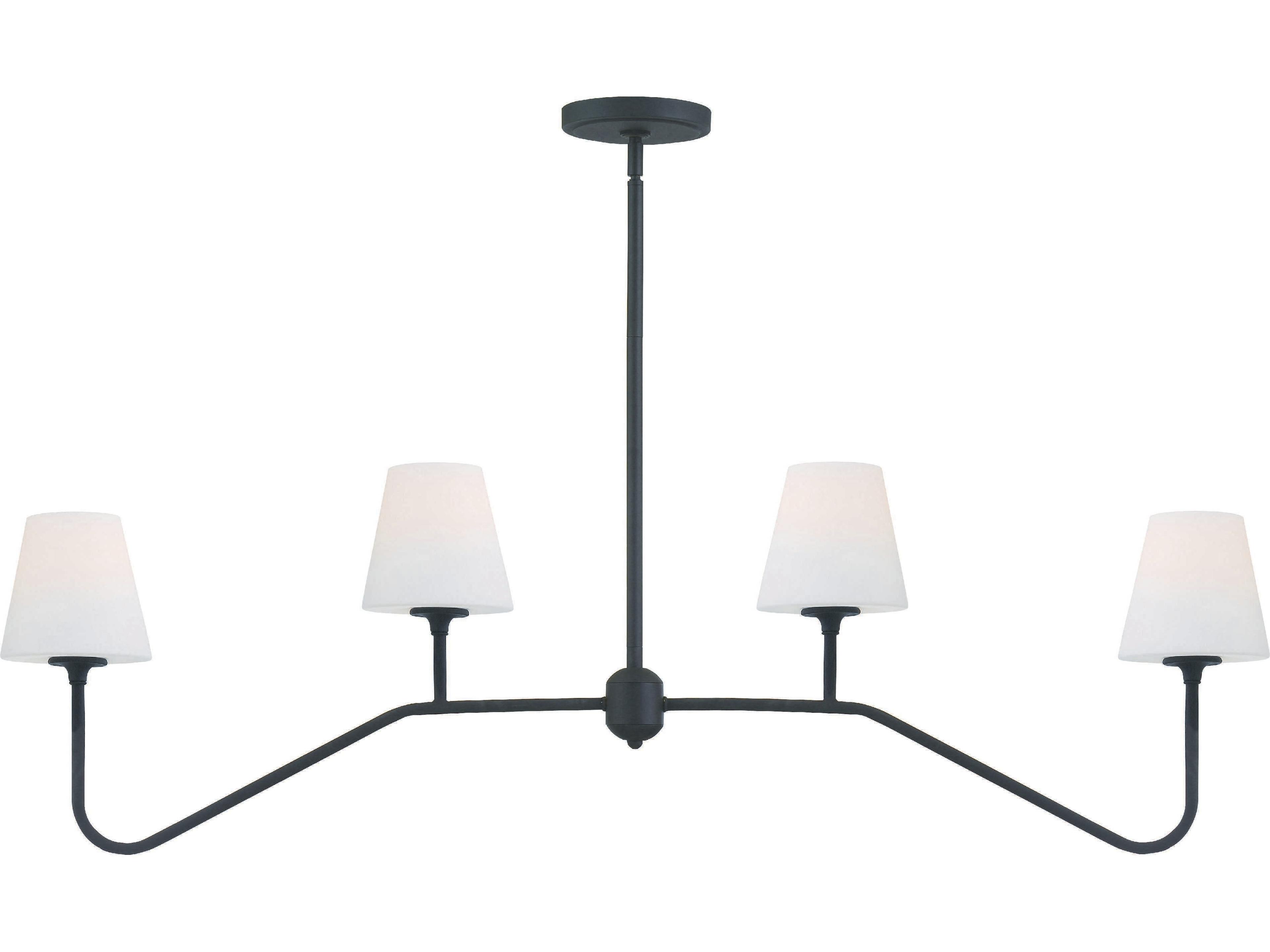 Keenan 4-Light Black Forged Glass Linear Island Pendant