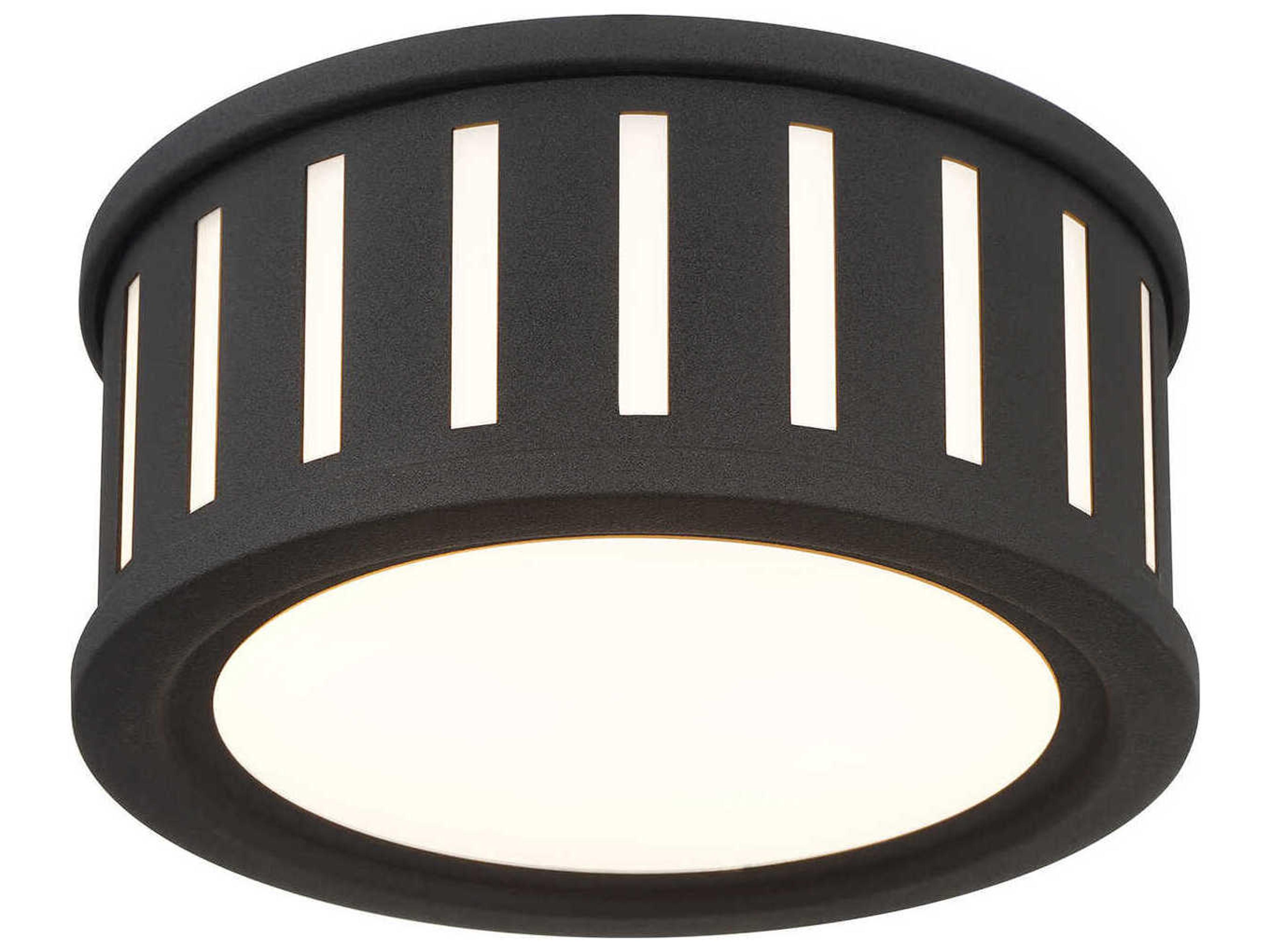 Crystorama Kendal 2-Light Black Forged Drum Flush Mount