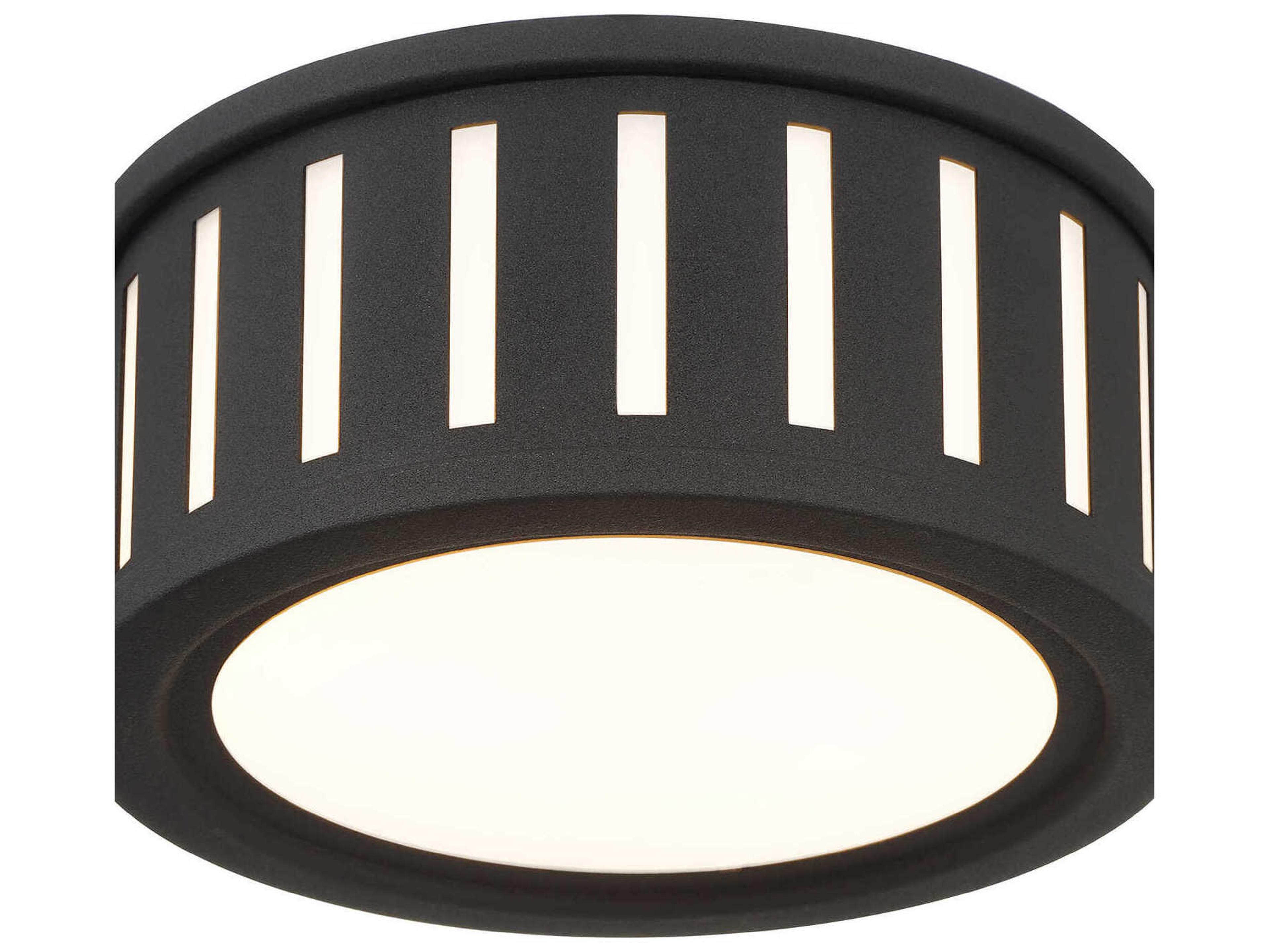 Crystorama Kendal 2-Light Black Forged Drum Flush Mount