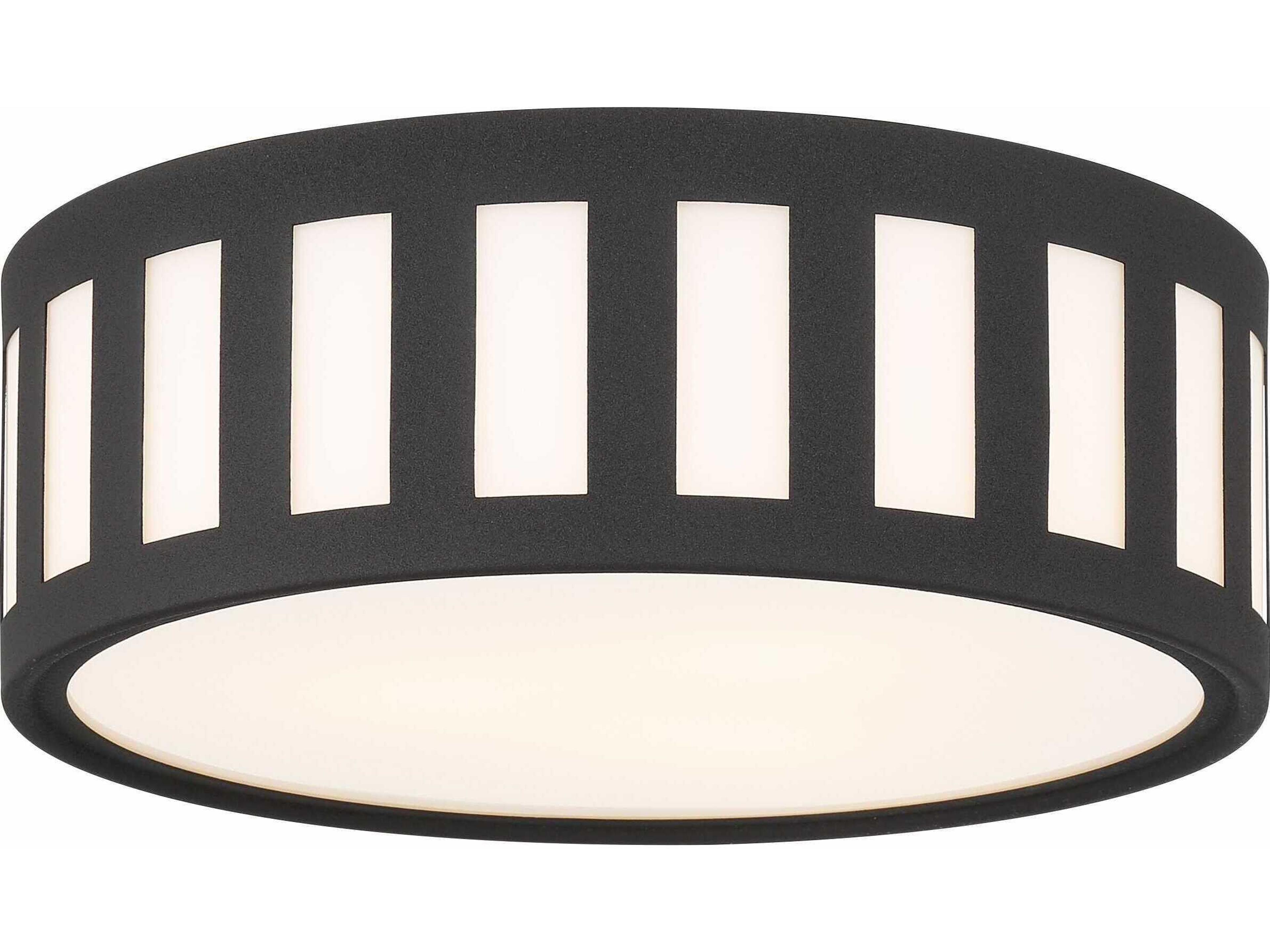 Kendal 3-Light Nickel Glass Drum Flush Mount