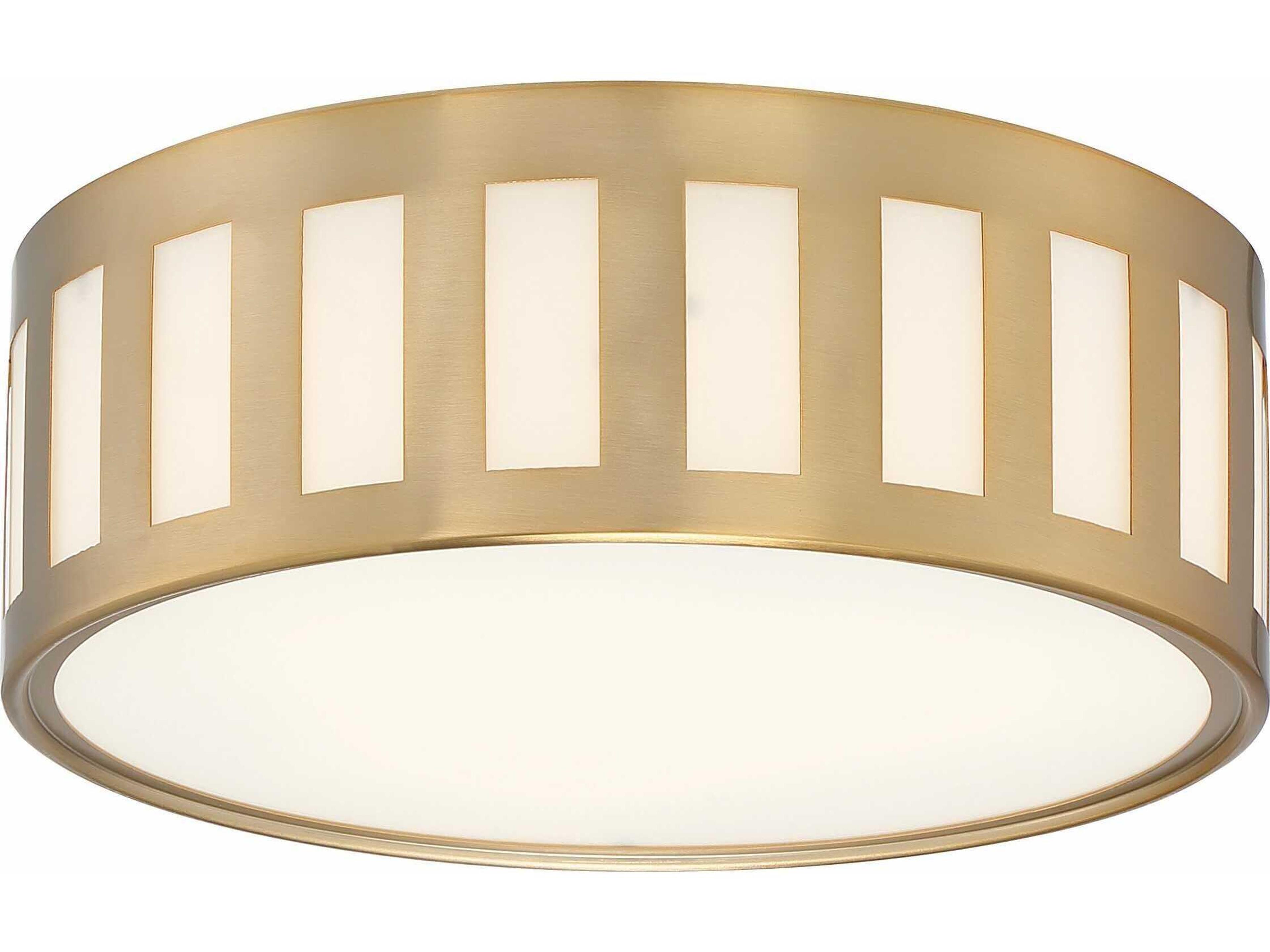 Crystorama Kendal 3-Light Nickel Glass Drum Flush Mount
